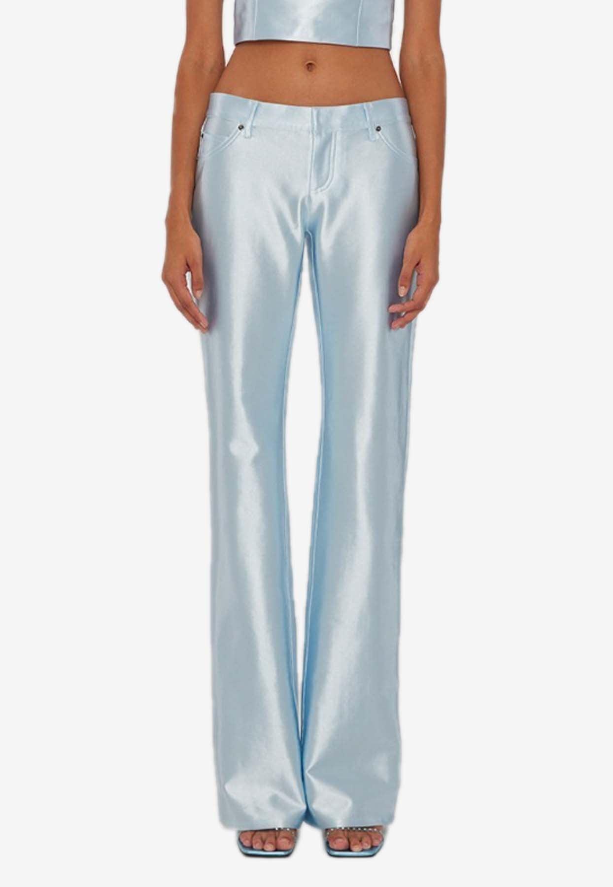 Blue shiny pants sale