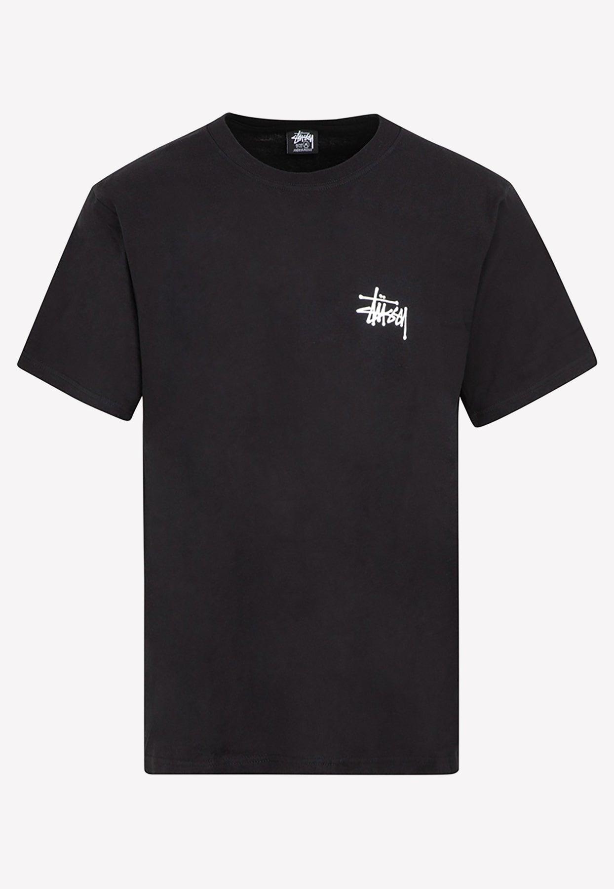 Stussy Graffiti Logo Crewneck Short-sleeved T-shirt in Black for Men | Lyst