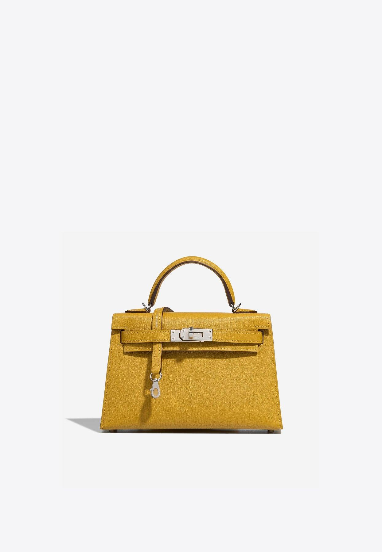 Hermes Yellow Swift Leather Palladium Hardware Pochette Kelly Clutch Bag  Hermes
