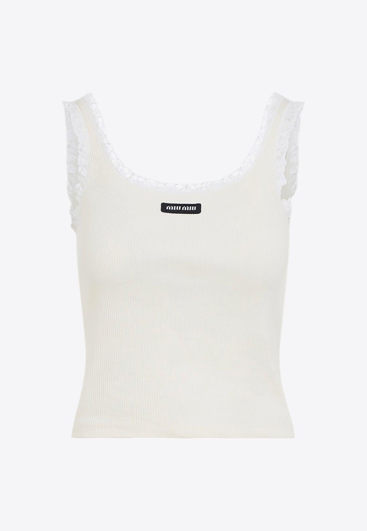 Miu Miu Logo-Patch Tank Top in White | Lyst