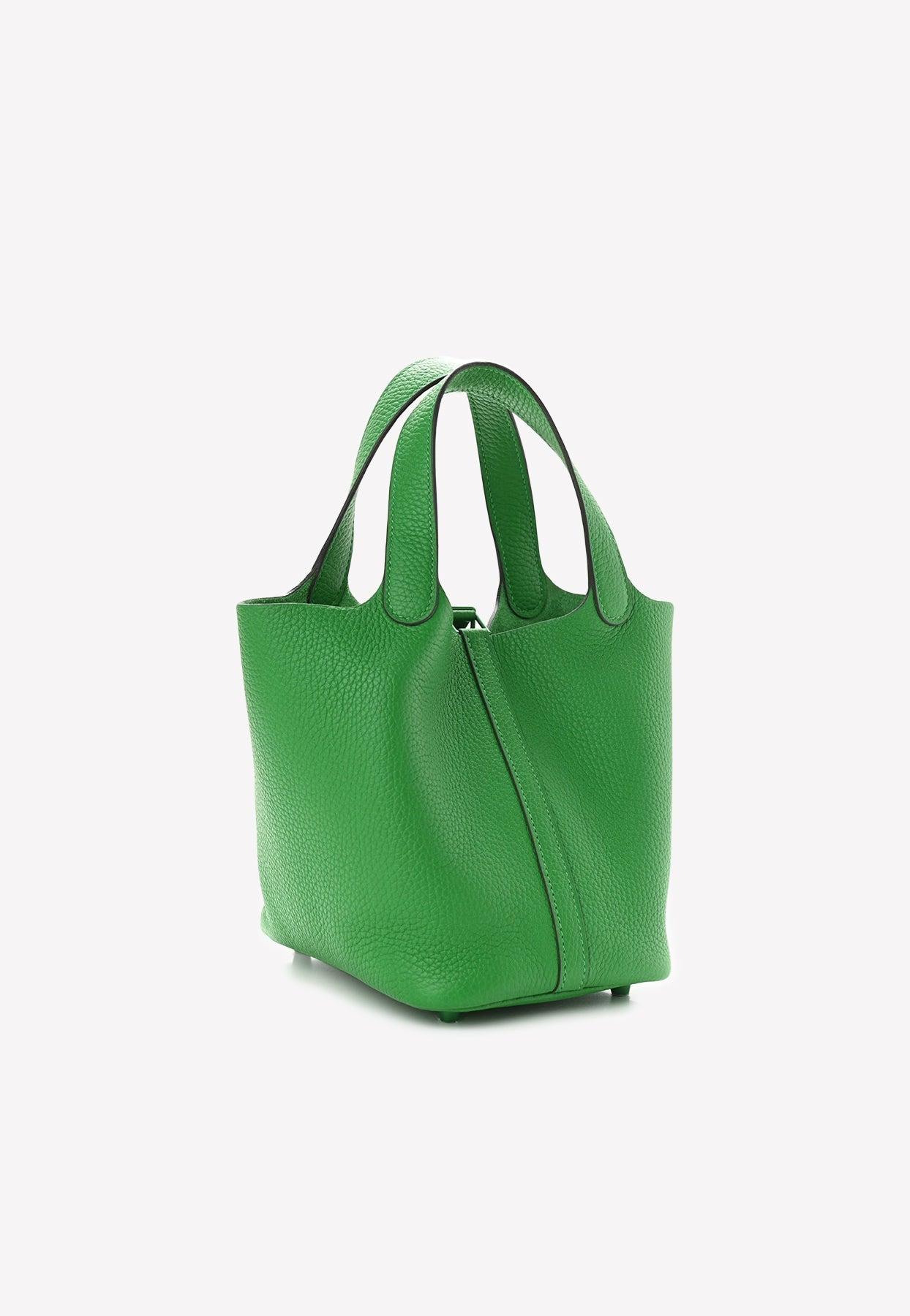 Hermes Picotin Lock Monochrome bag PM So-green Bambou Clemence