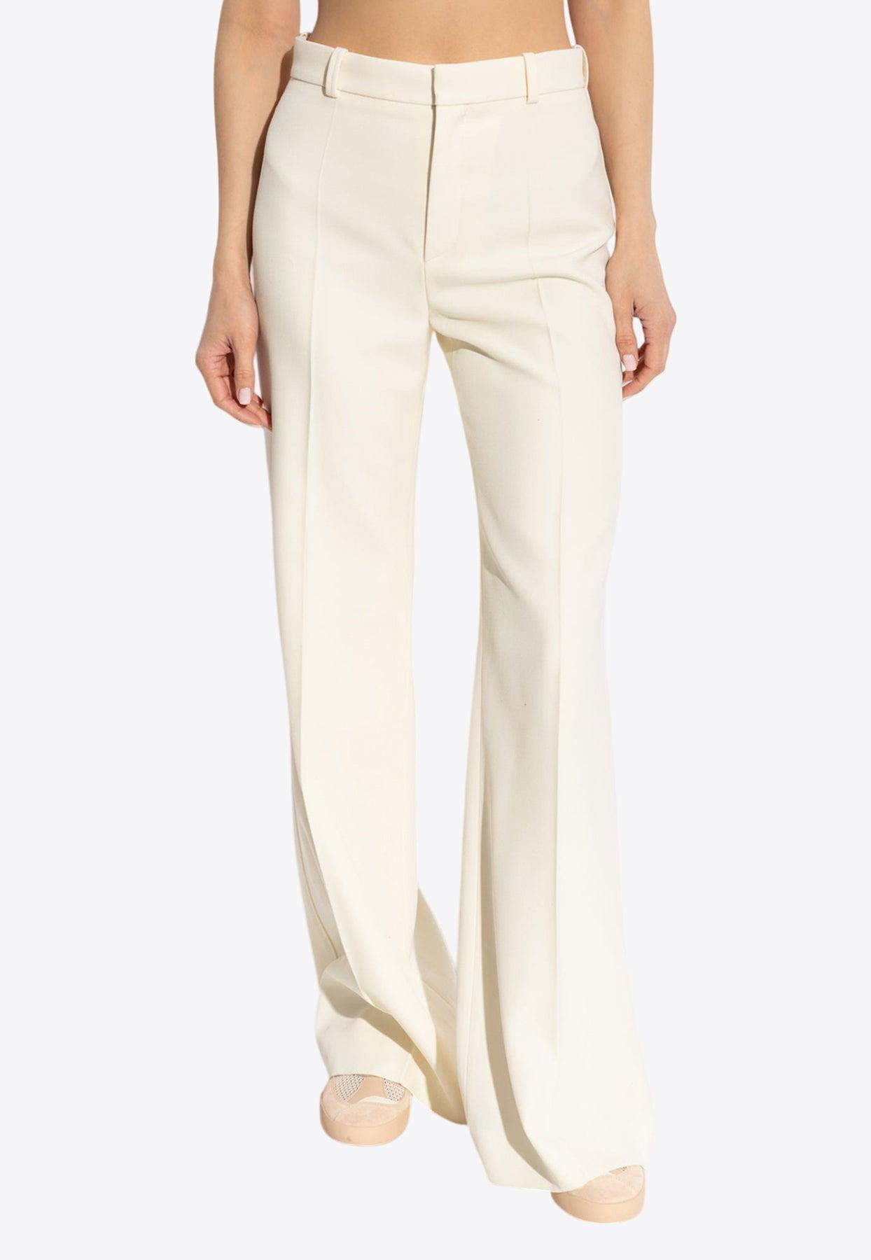 パンツ Chloe Straight-Leg Trousers In Canvas CHLOÉ Pleated garment-dyed cotton-canvas straight-leg pants