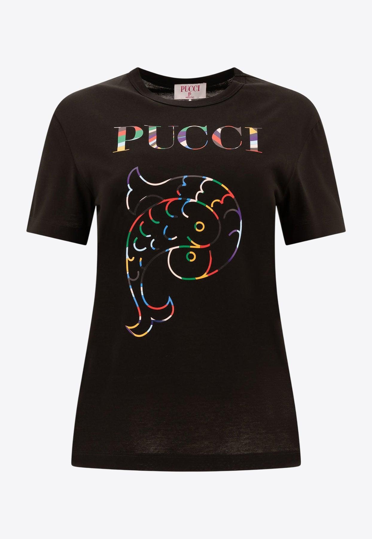 EMILIO PUCCI 黒　ブラック　Tシャツ Pucci Black Cotton T-shirt | italist