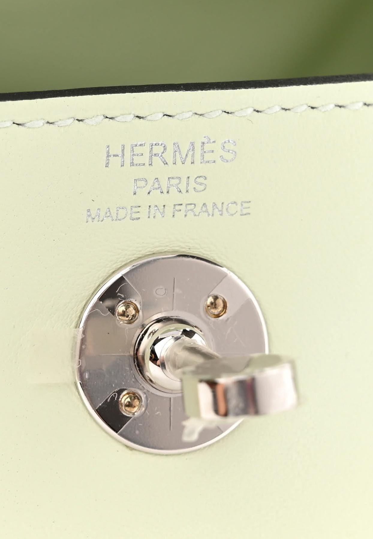 NIB Hermes Mini Lindy Bag - Vert Fizz Swift Leather w Palladium Hardware