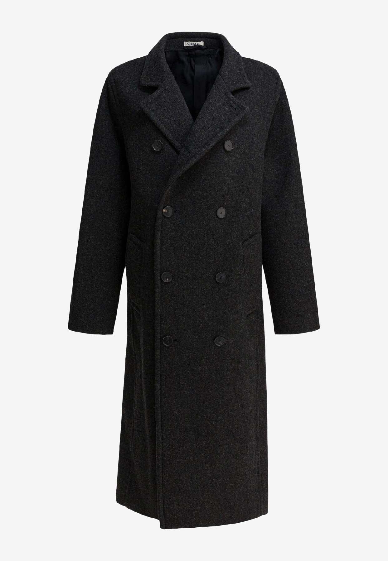 AURALEE Double-Breasted Long Wool Coat in Black for Men | Lyst