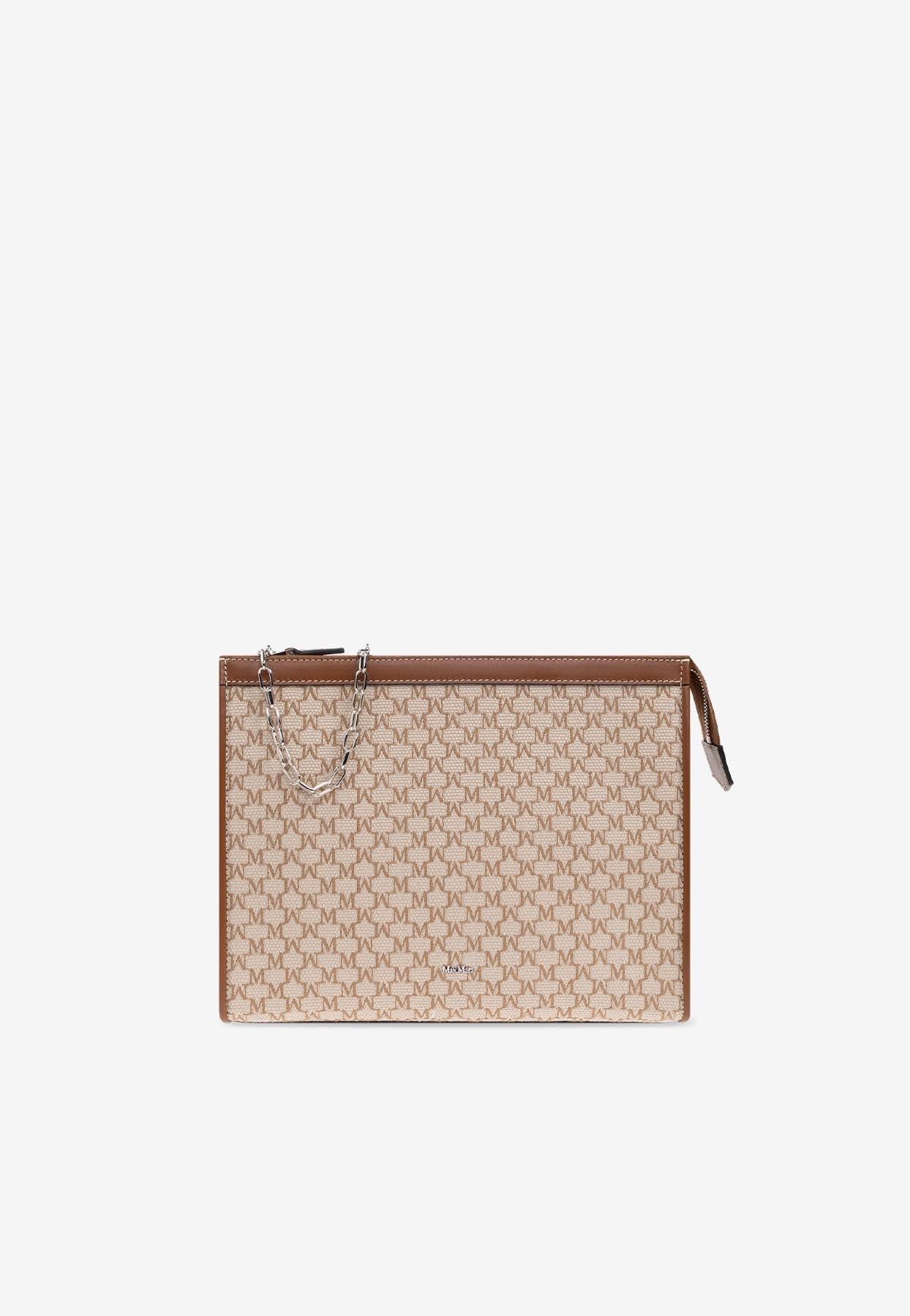 【送料&関税込】Max Mara Canvas Clutch Bag opice Max Mara Anna Linen Canvas Bag | Lyst