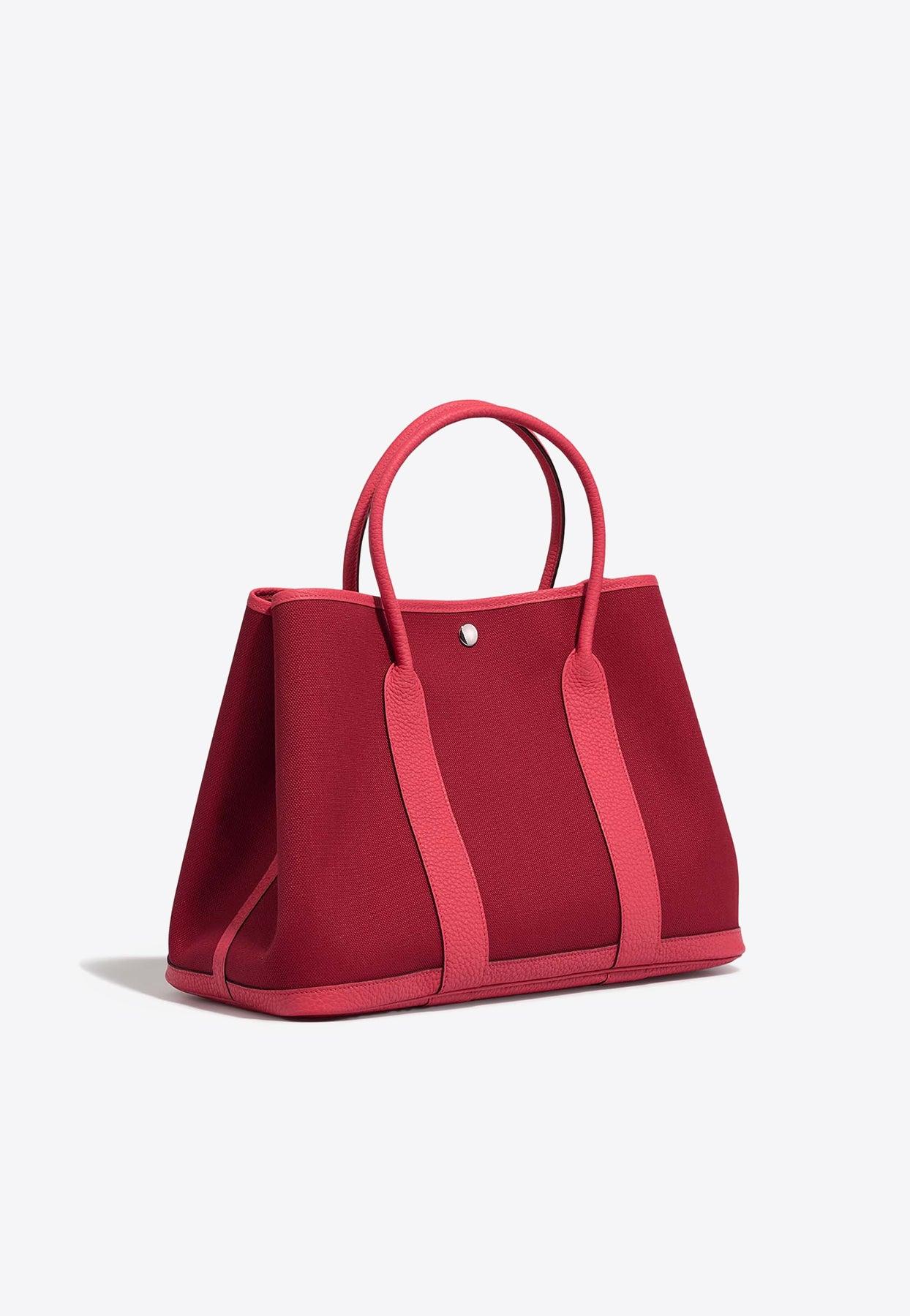 Hermès Garden Party 36 In Rouge Grenat Toile And Bougainvillier Negonda  Leather in Red