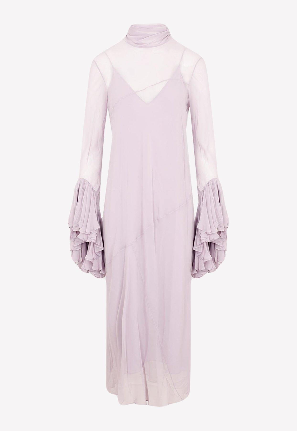 Khaite Evi Midi Dress In Silk in Purple | Lyst
