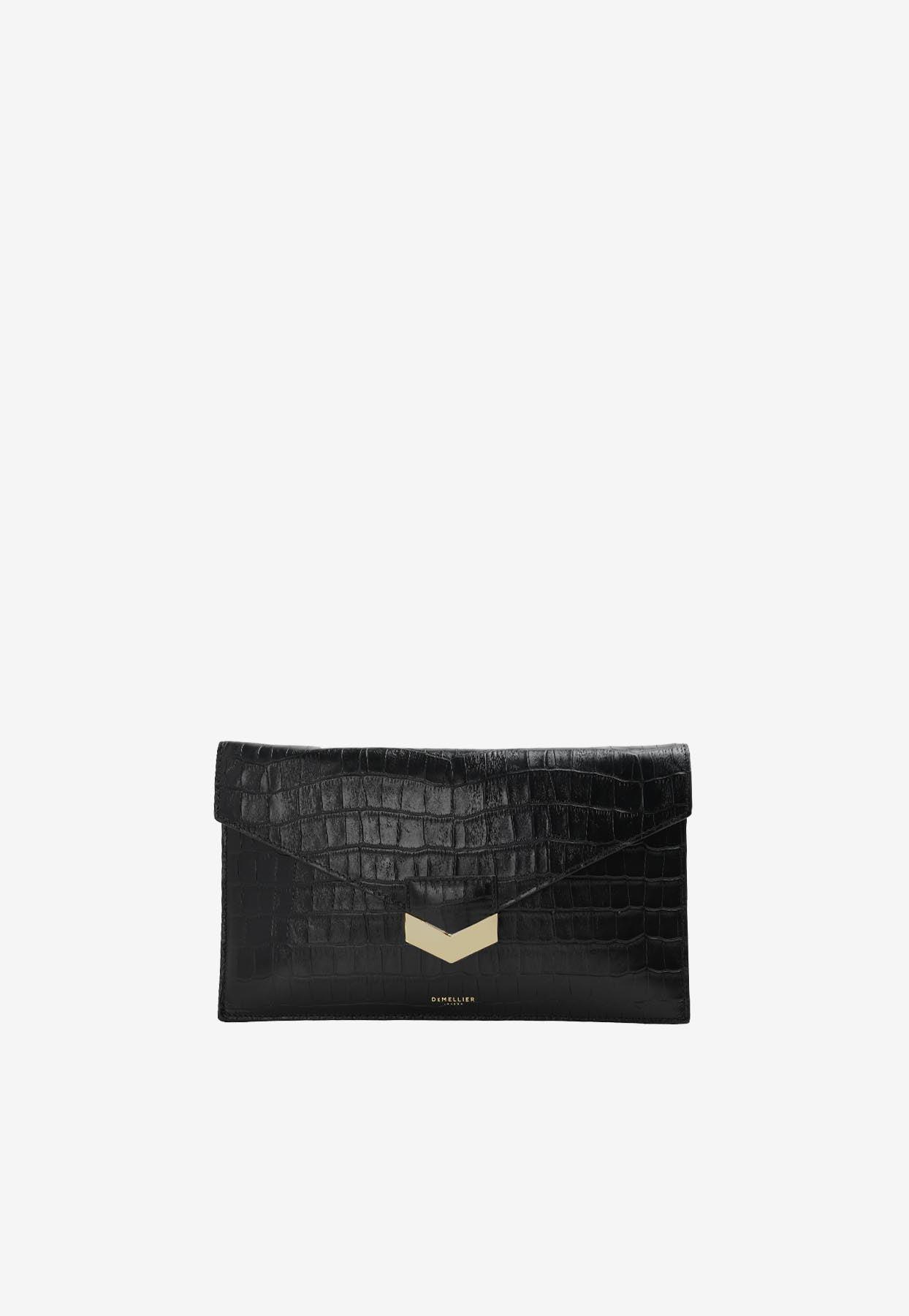DeMellier London London Clutch Bag In Crocembossed Leather in White Lyst