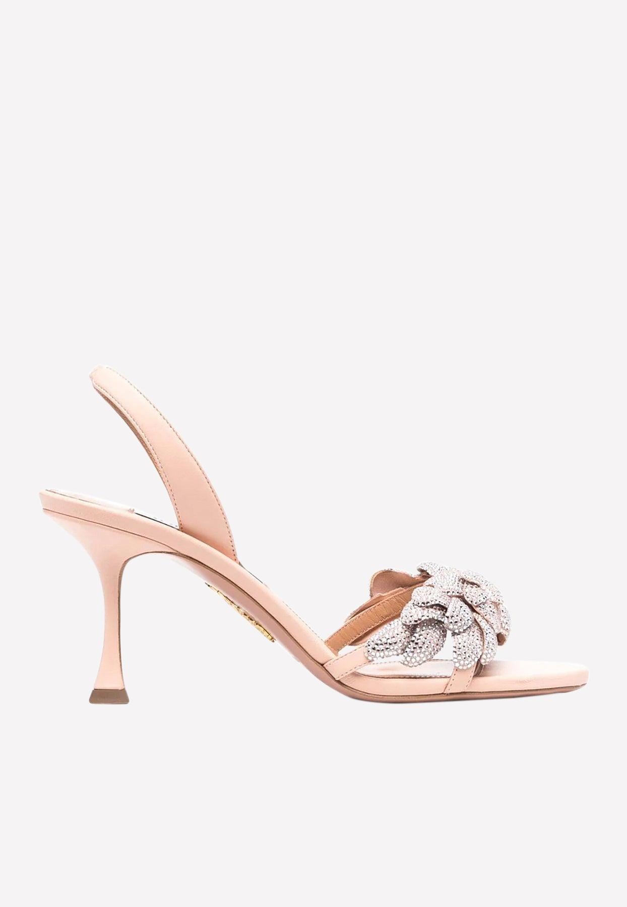 Aquazzura Galactic Flower 75 Leather Slingback Sandals in Natural | Lyst