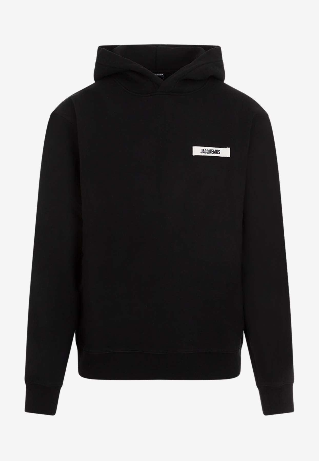 Jacquemus Logo-Embroidered Tag Hooded Sweatshirt in Black for Men | Lyst