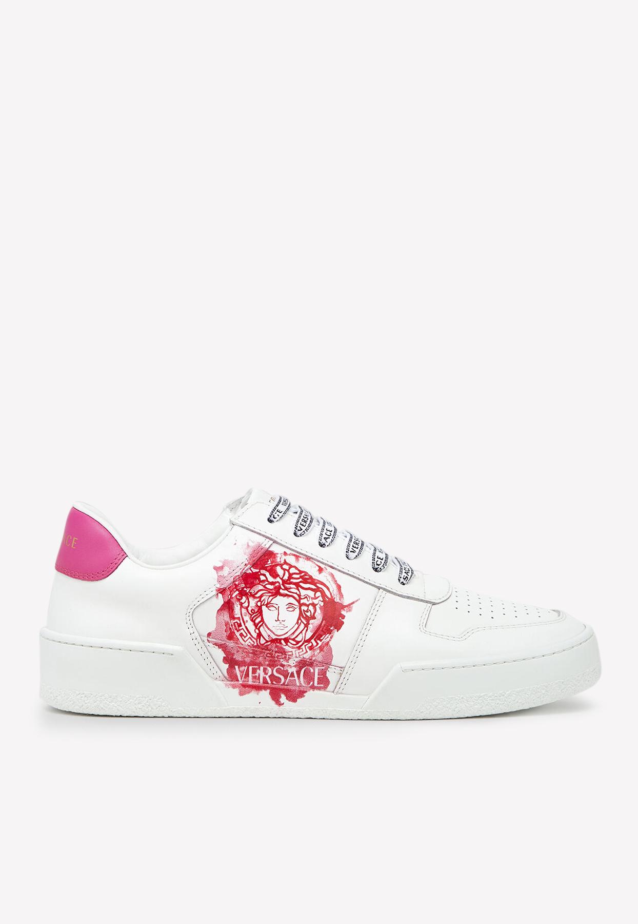 Versace Ilus Medusa Print Sneakers In Leather in White | Lyst