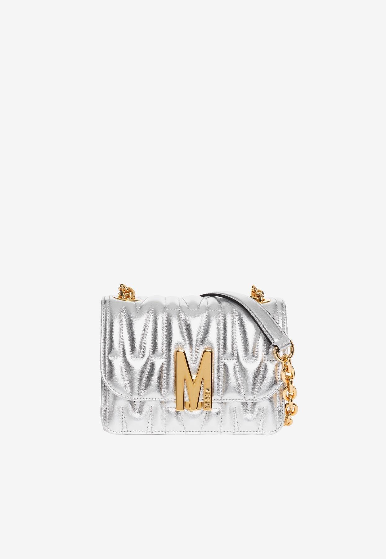 Moschino M Logo Crossbody Bag In Leather in White Lyst
