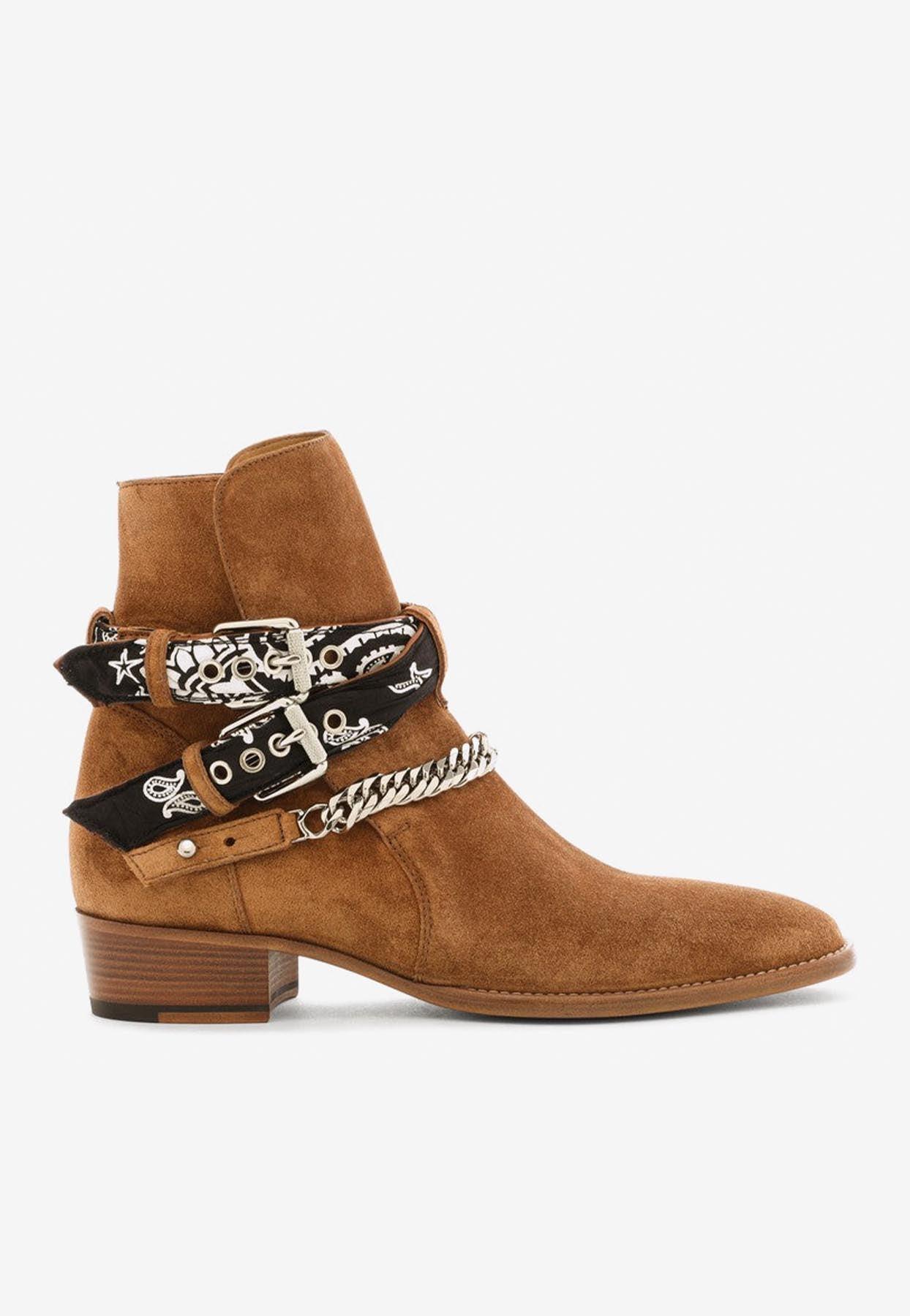 Amiri Suede Ankle Boots With Bandana Buckle in Brown for Men | Lyst