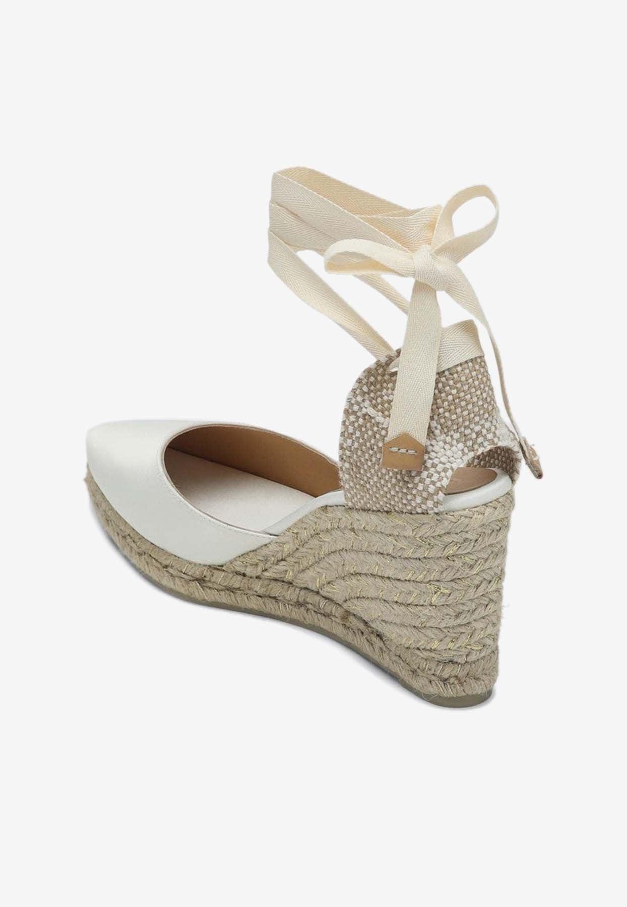 フラットシューズ CASTANER JOYCE WHITE ESPADRILLES IN SATIN Castañer Joyce white espadrilles in satin | TheDoubleF