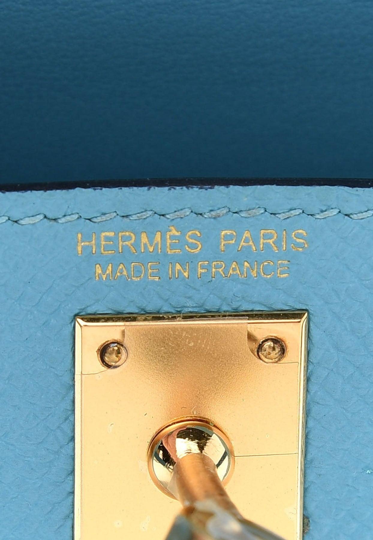 Hermes Kelly 20 Mini Sellier Bleu du Nord Epsom Palladium