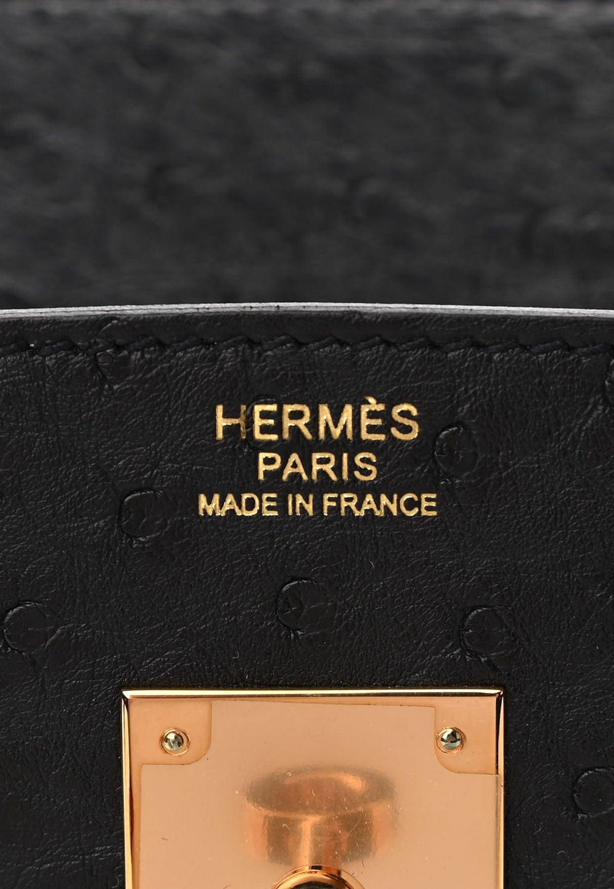 Hermes Birkin 30 Black Ostrich Rose Gold Hardware