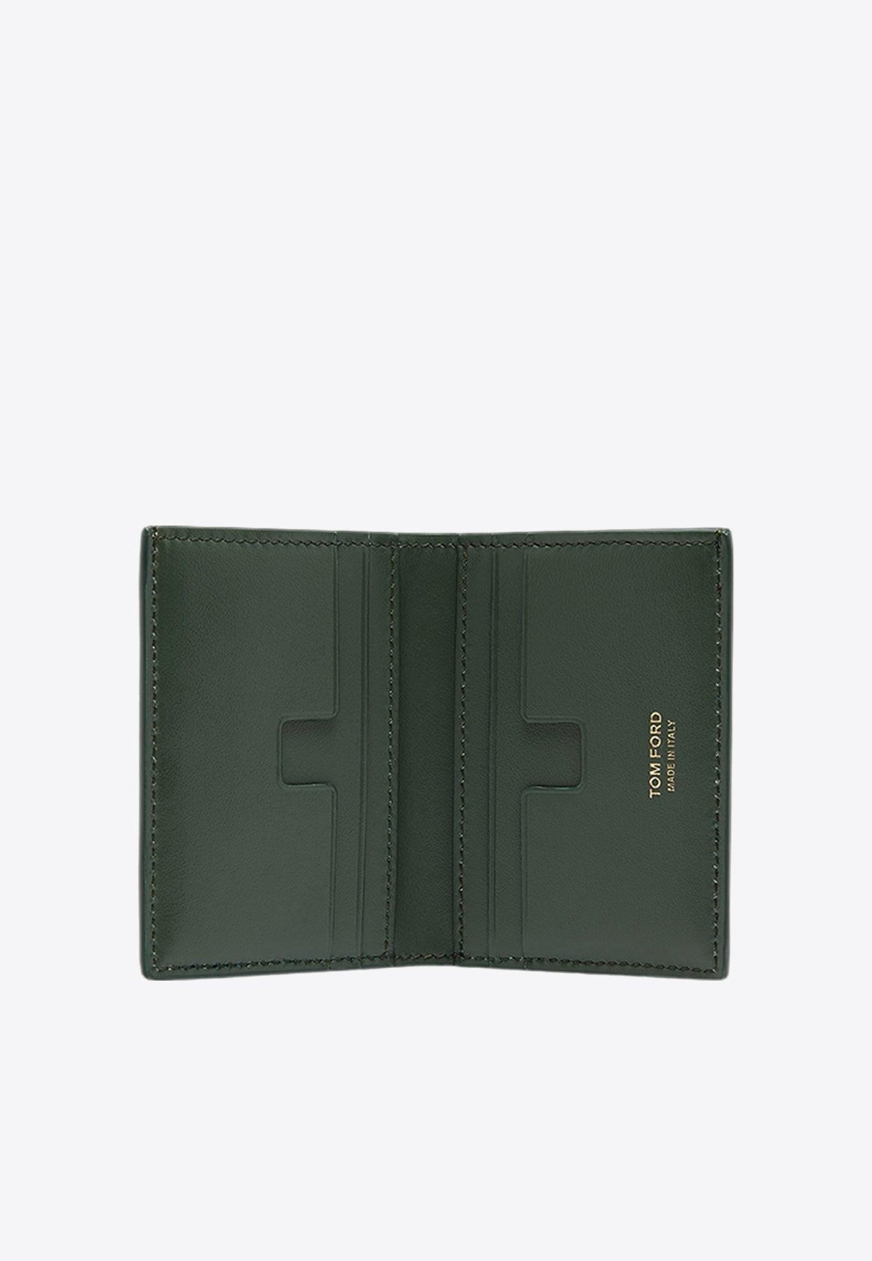 Tom Ford Croc-Embossed Leather Bi-Fold Cardholder in Green for Men