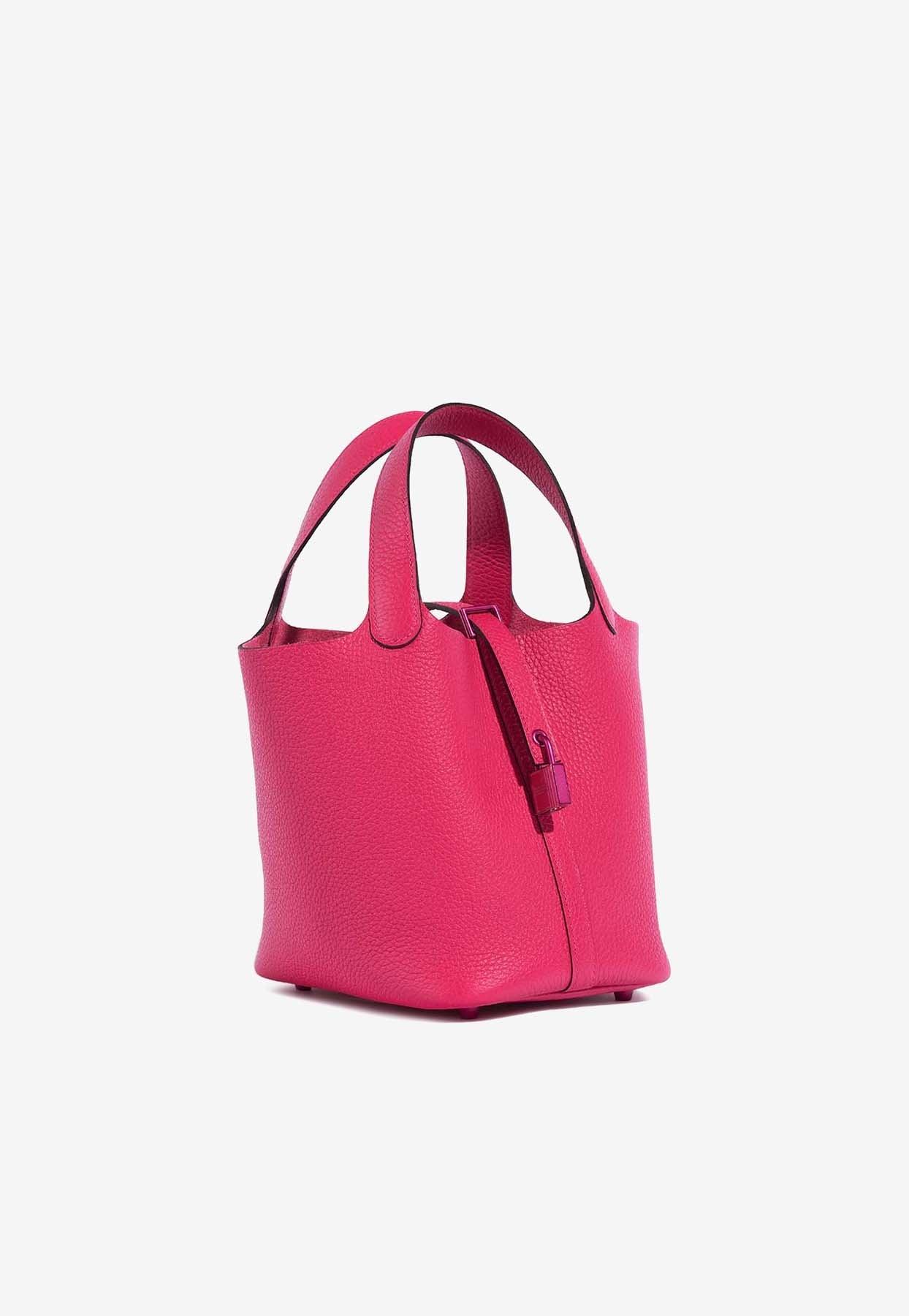 NEW Hermes Monochrome Picotin 18 Rose Mexico Clemence Pink Hardware