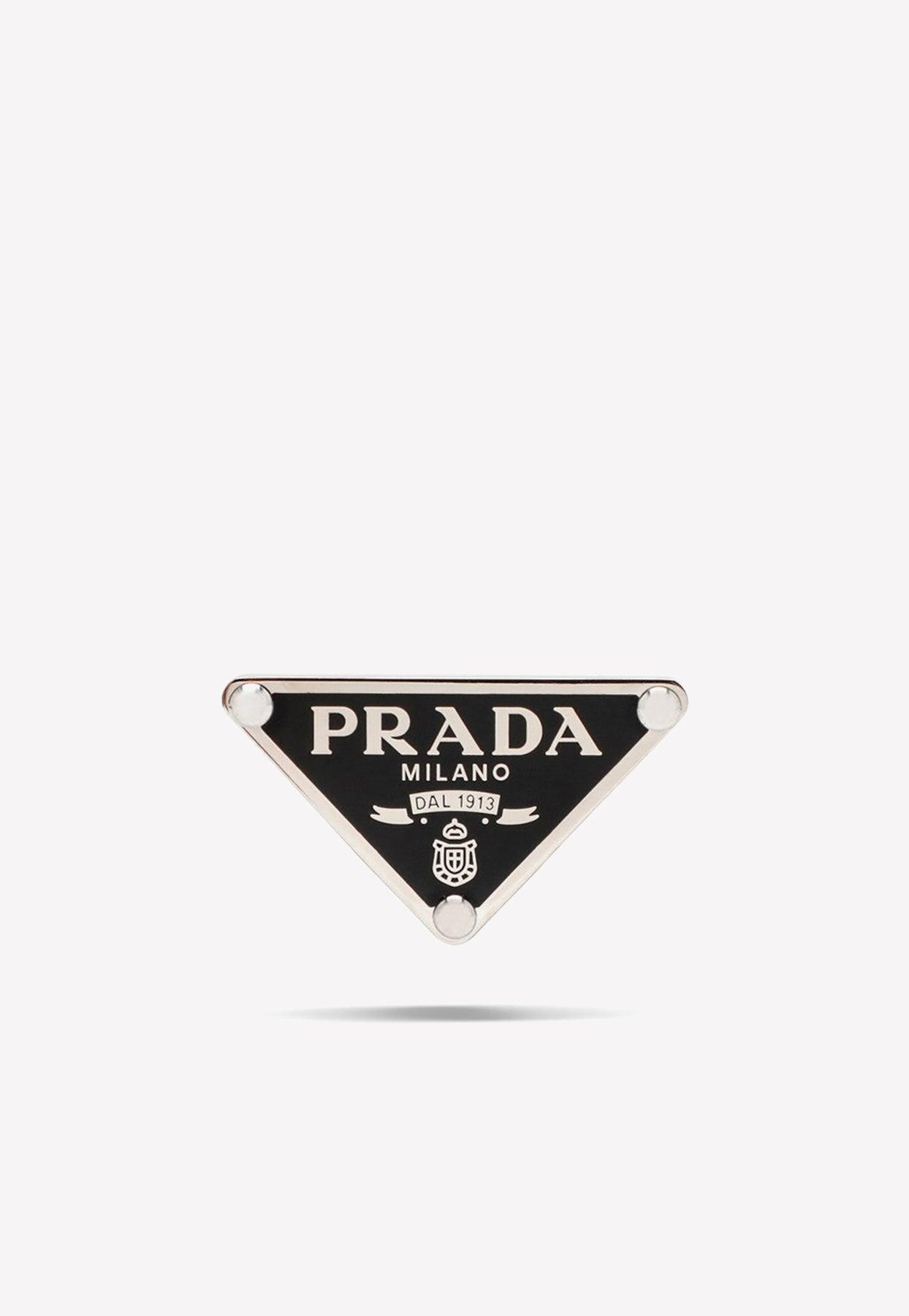 Prada Triangle Logo Plaque Earrings in White | Lyst