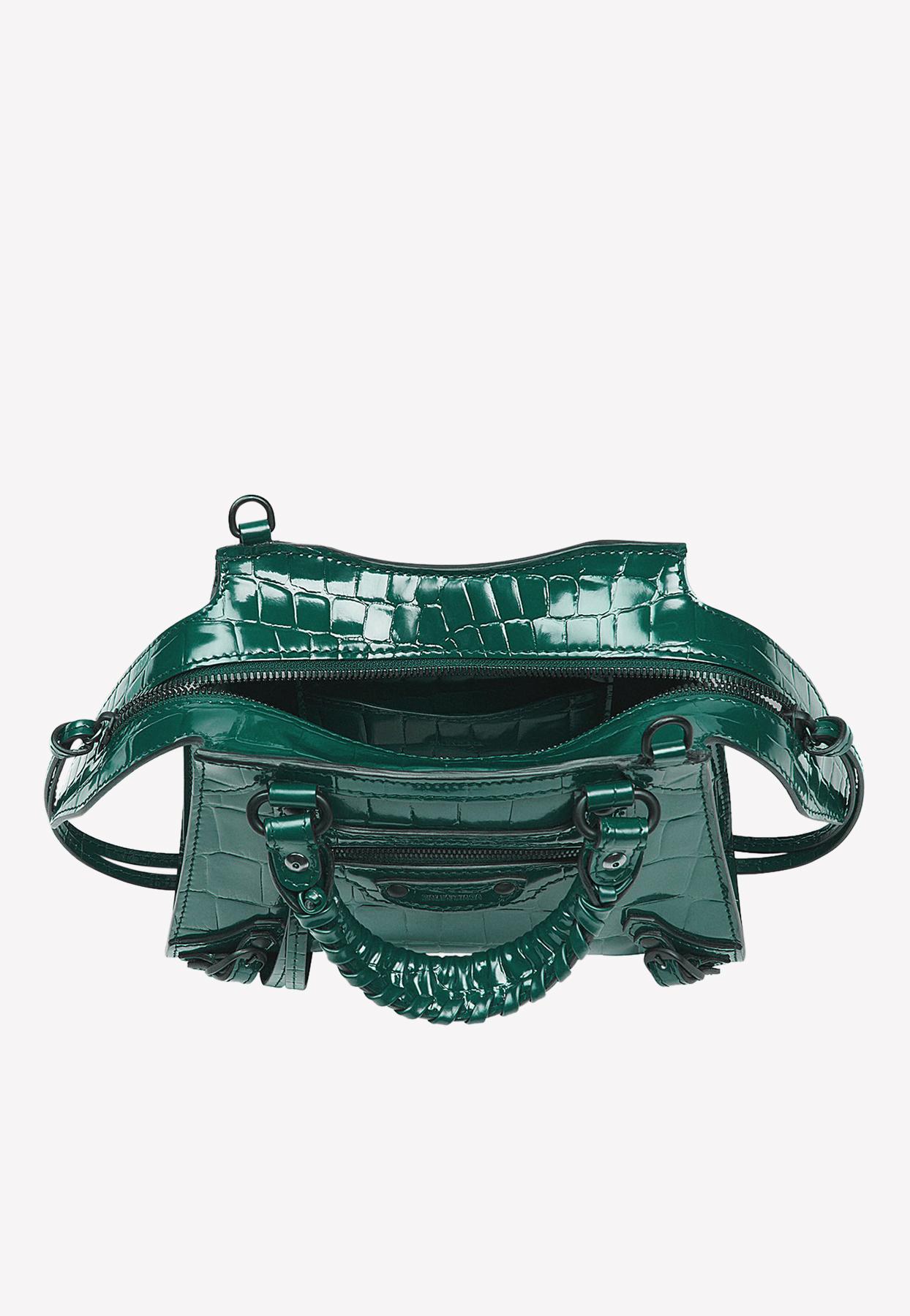 Balenciaga Chiffon Neo Classic Mini Top Handle Bag in Forest Green 