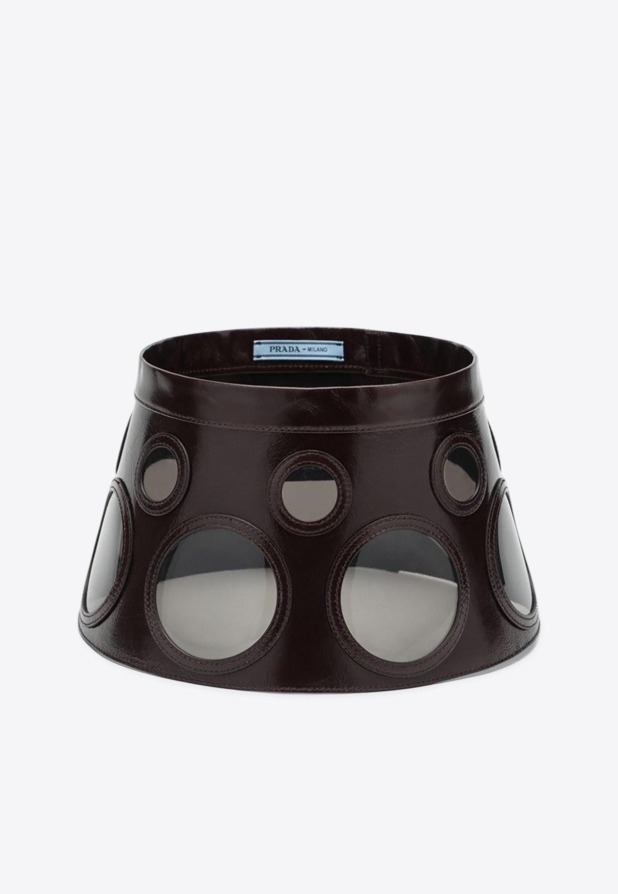 ハット PRADA SOFT LUX LEATHER AND PLEXIGLASS VISOR Prada Leather And Plexiglass Visor Hat in Black | Lyst