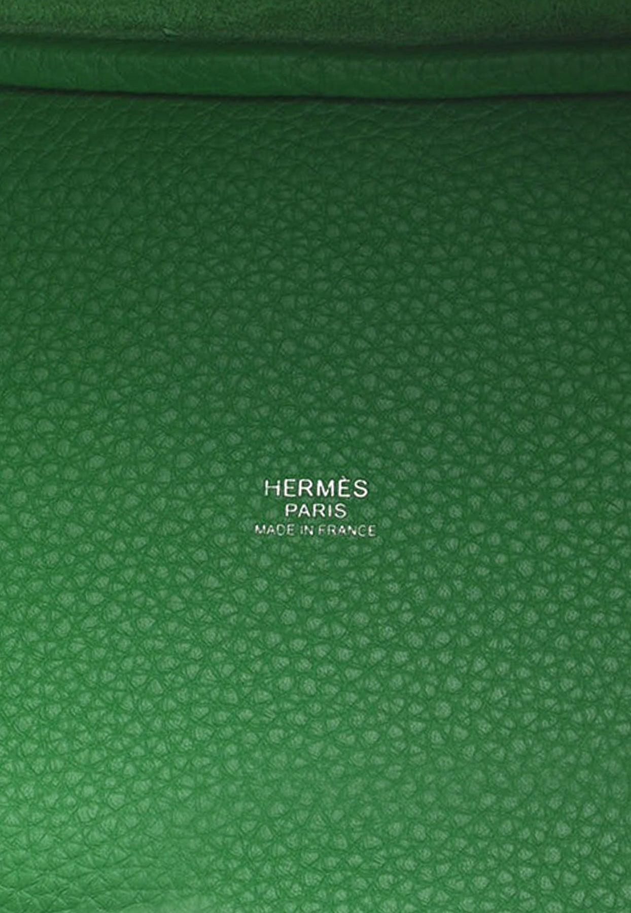 Hermès Bamboo Clemence Monochrome Picotin Lock 18 Green PVD