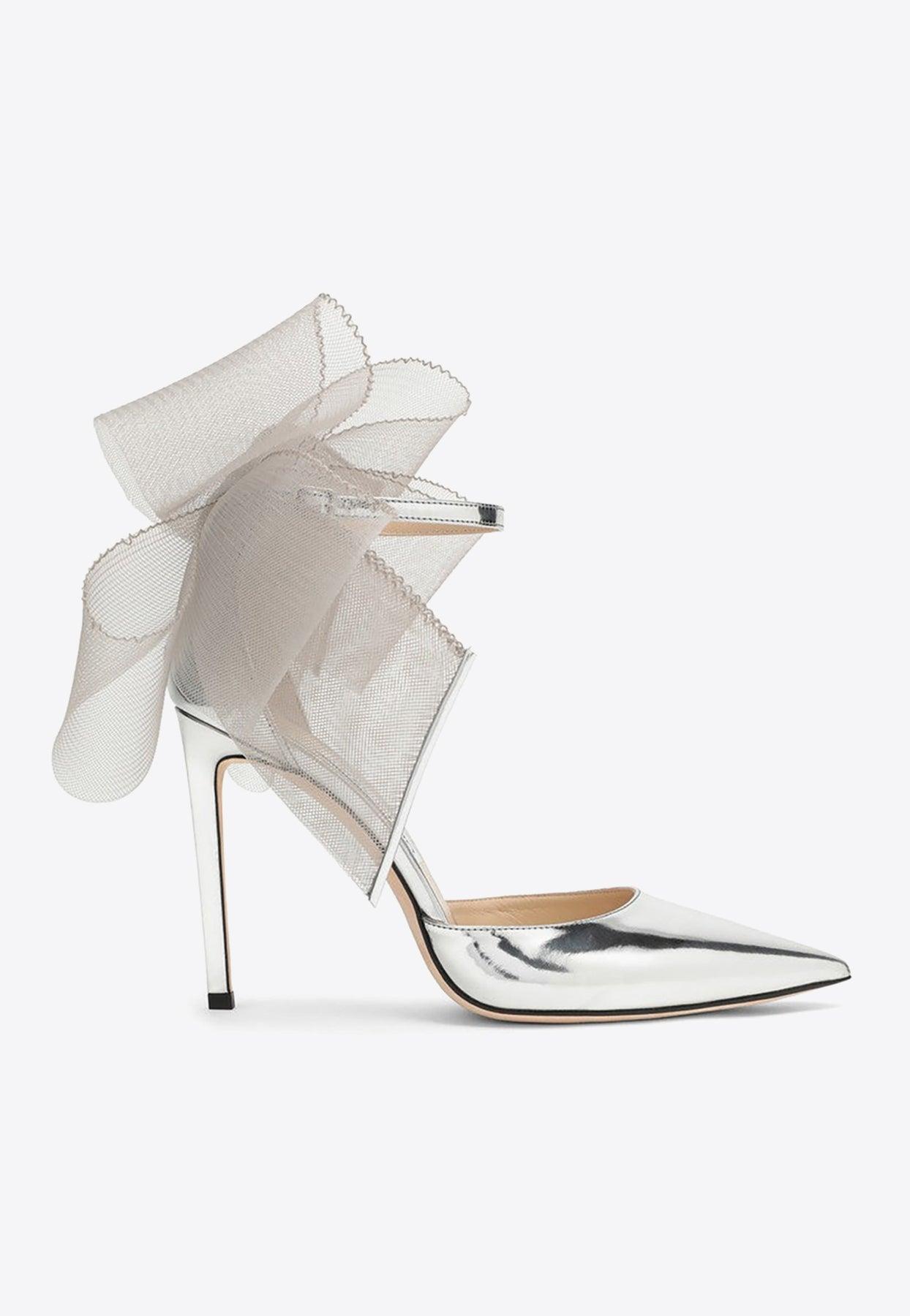 Jimmy Choo Averly 100 Tulle Bow Pumps in White | Lyst