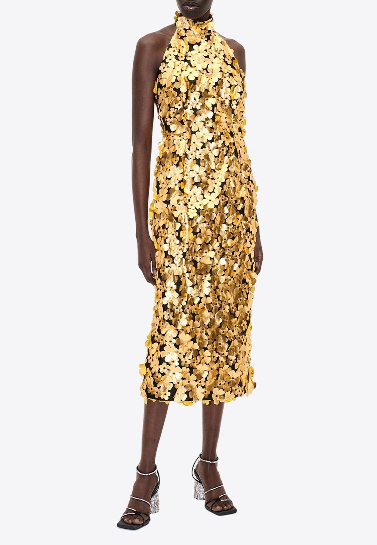 green emerald velvet dress Stine Goya Odis Dress Gold
