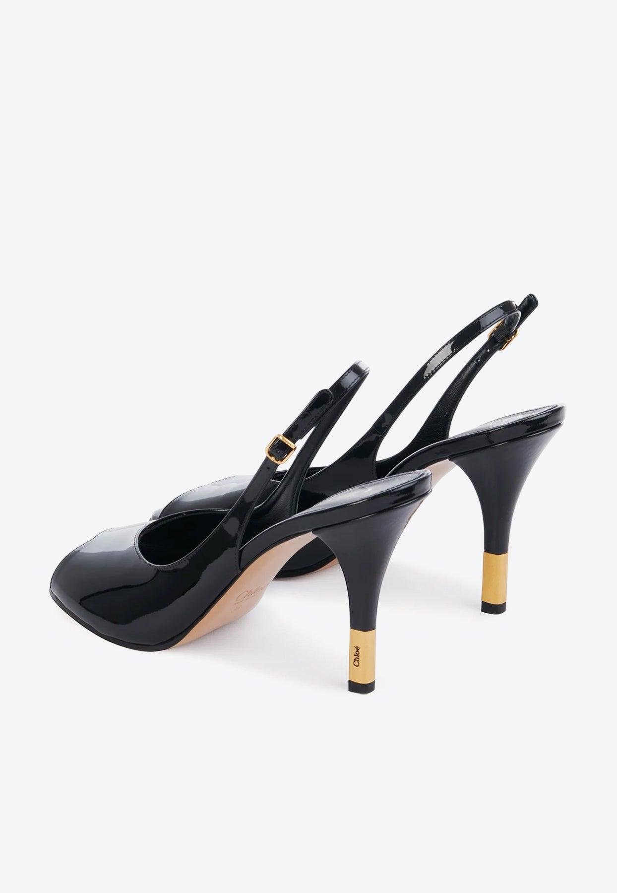 ★関税込み★ Chloe Patent Leather Slingback Sandals Chloé Flower 95 Patent Leather Slingback Sandals in White | Lyst