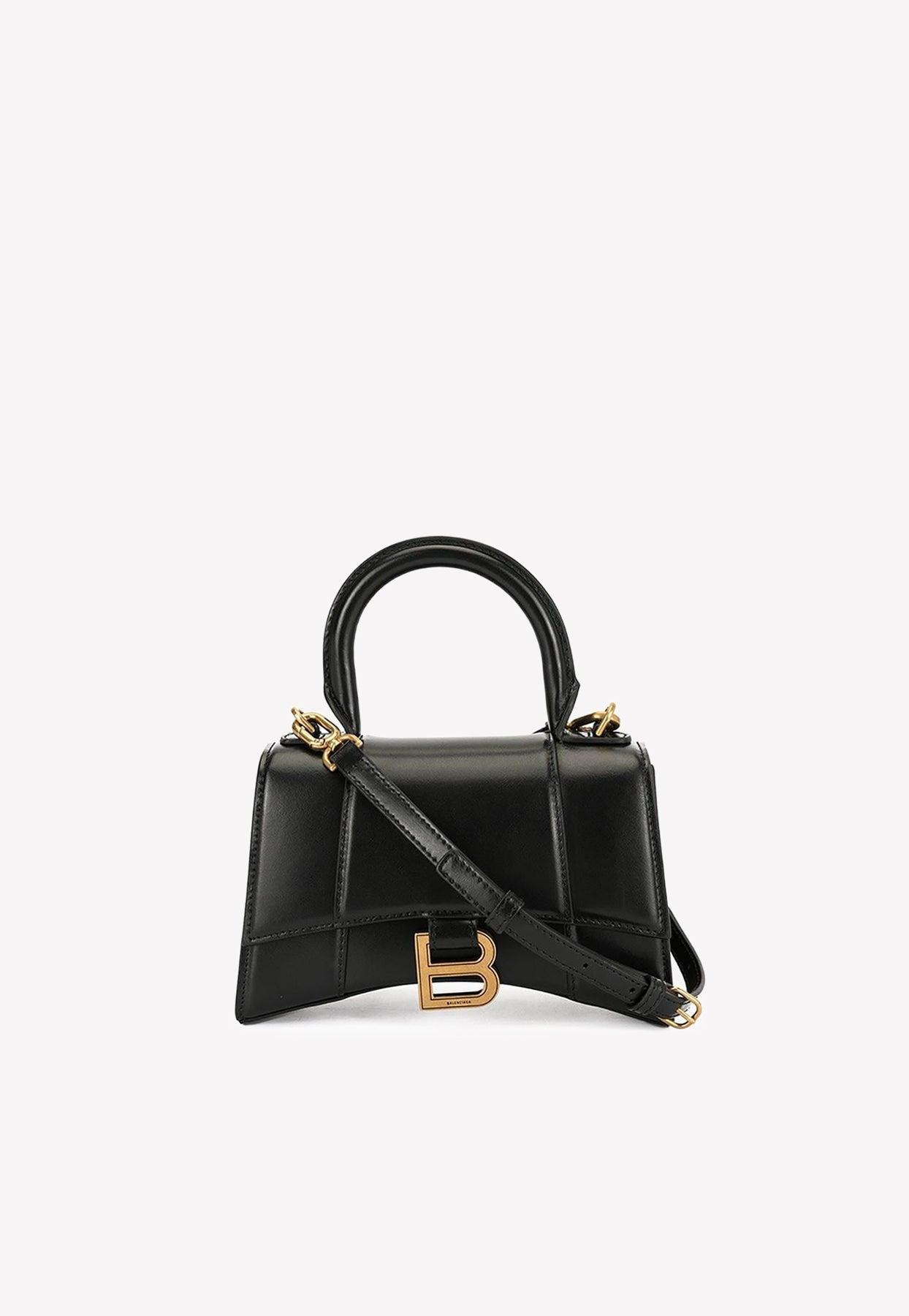 Balenciaga Xs Hourglass Leather Crossbody Bag in Black | Lyst Canada