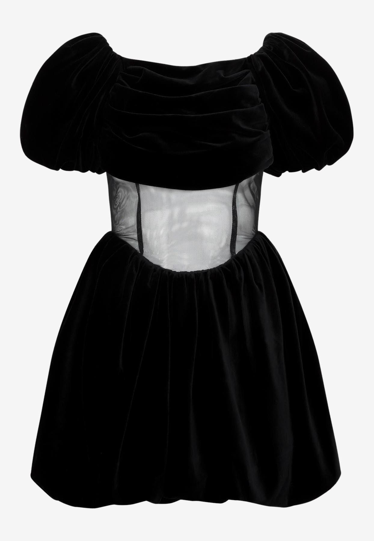 Simone Rocha Velvet Sculpted Puff Sleeve Mini Dress in Black | Lyst