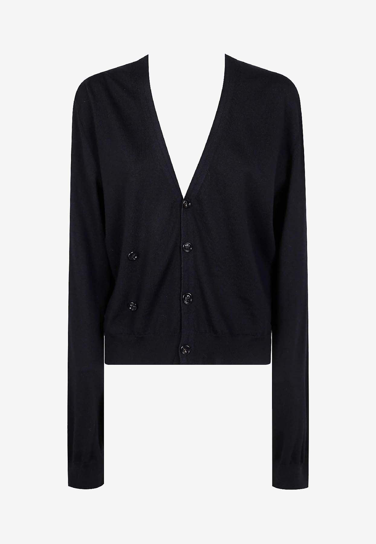 トップス archive ann demeulemeester cardigan Ann Demeulemeester // Black Cashmere Blend V-Neck Cardigan – VSP