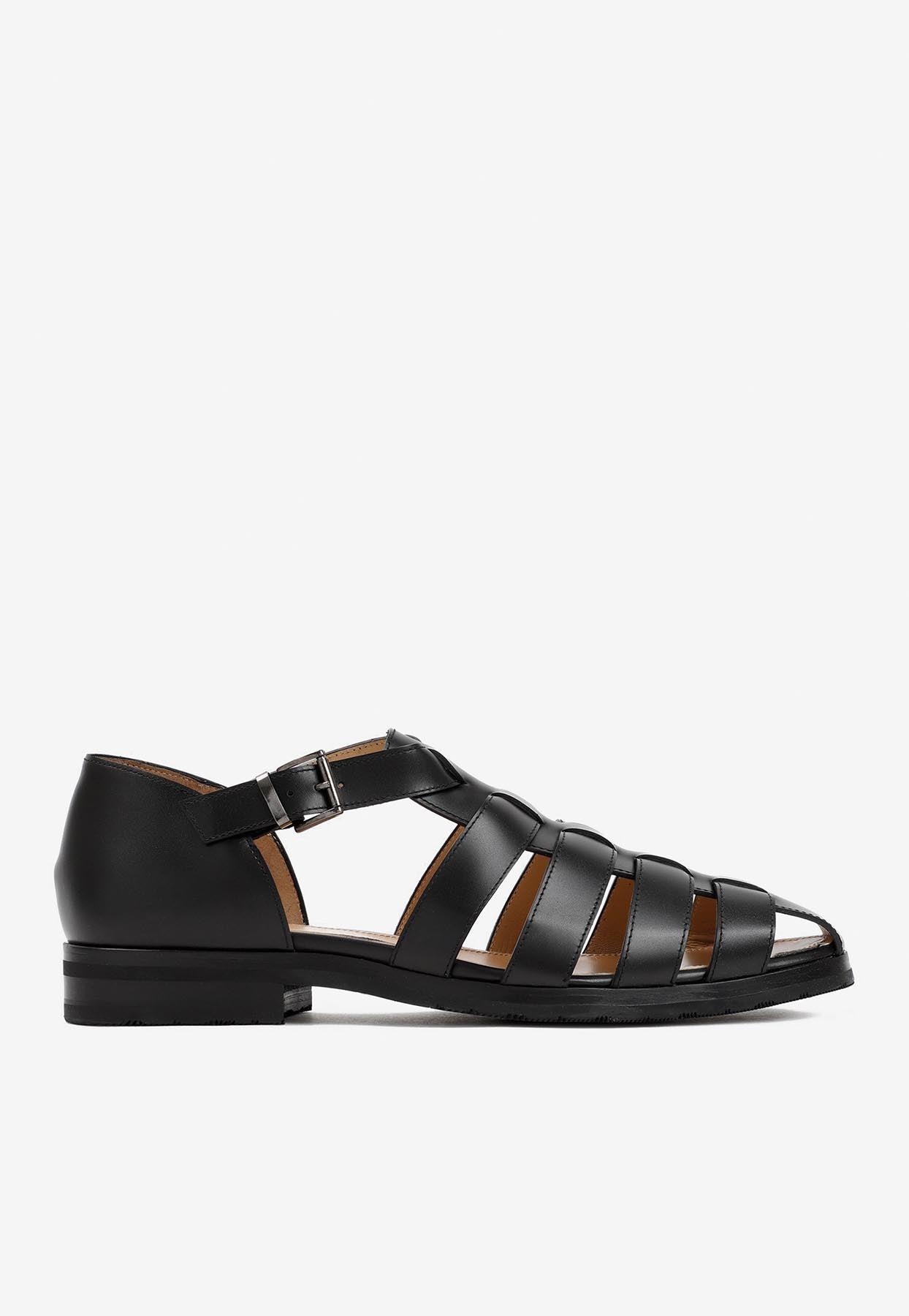 Paraboot Pacific Flat Sandals In Leather in Black for Men | Lyst