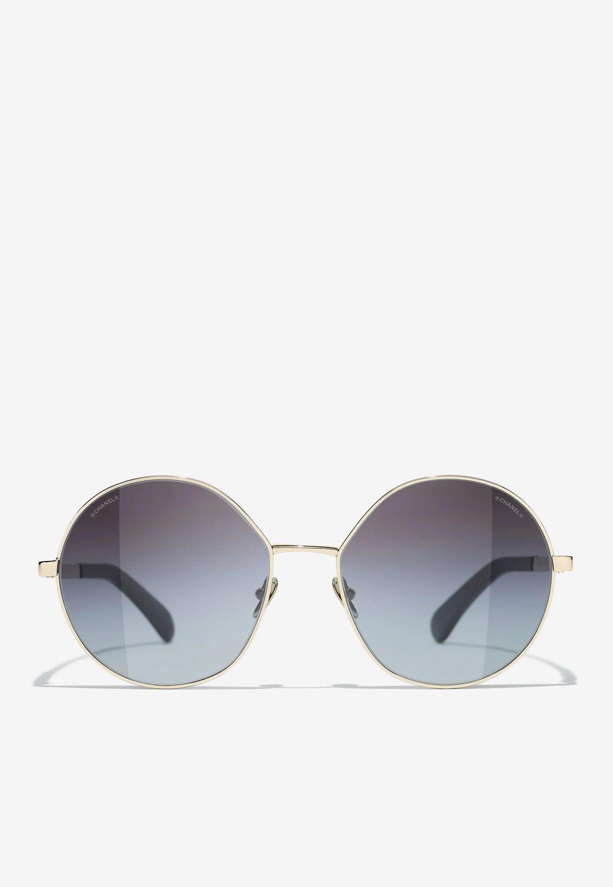 Chanel Round Metal Sunglasses in Gray | Lyst