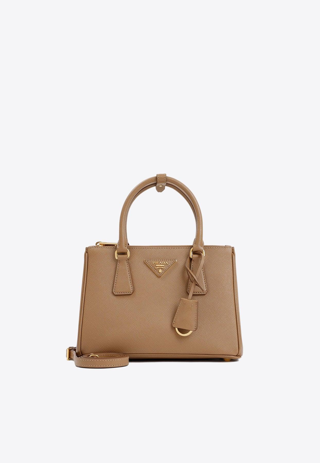 PRADA Galleria Saffiano Shoulder Bag Medium Beige color Leather