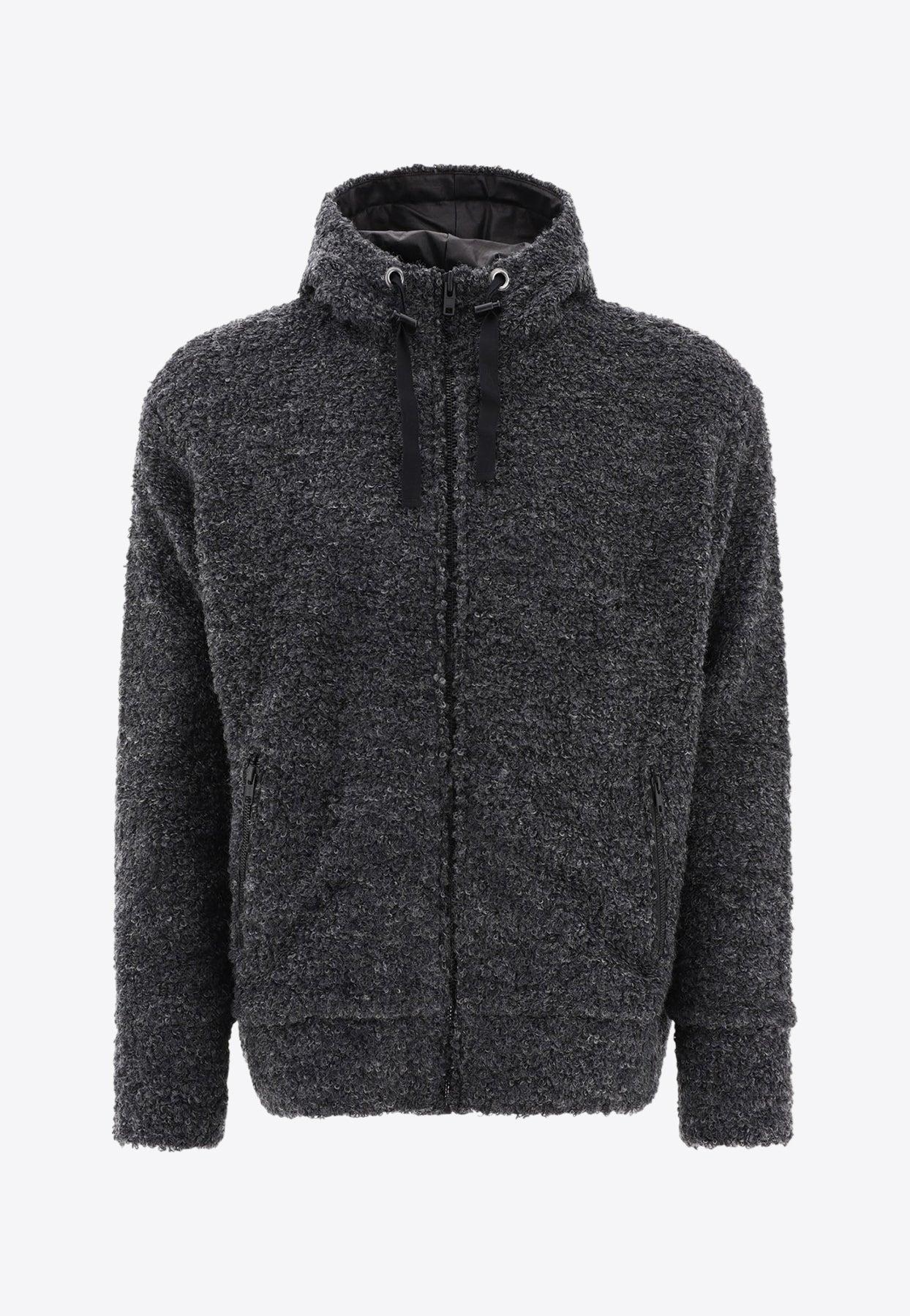 スウェット・トレーナー Junya Watanabe MAN Textured drawstring zipped hoodie Grey Junya Watanabe MAN Textured Drawstring Zipped Hoodie | Grey