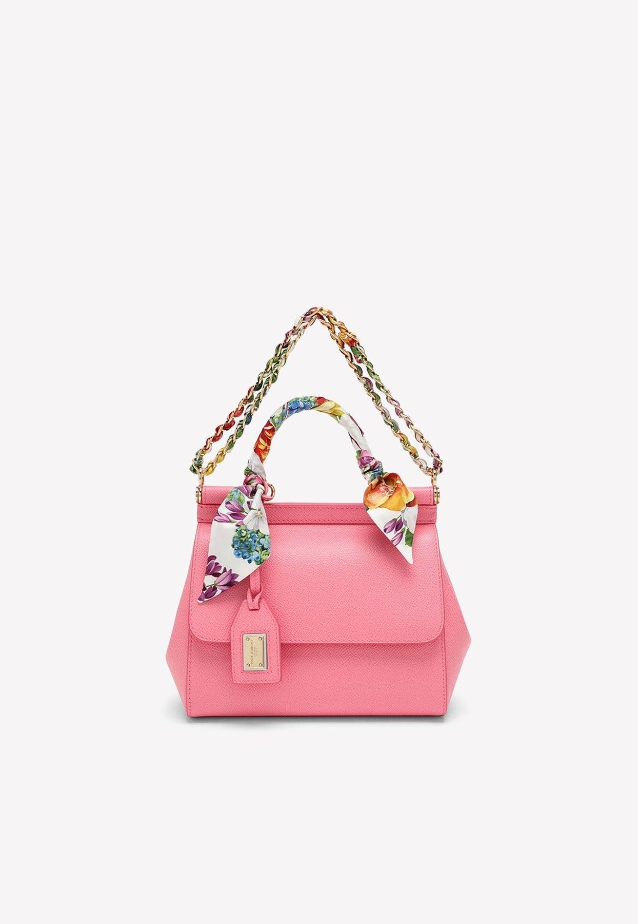 Dolce & Gabbana Mini Sicily Scarf Top Handle Bag in Pink | Lyst