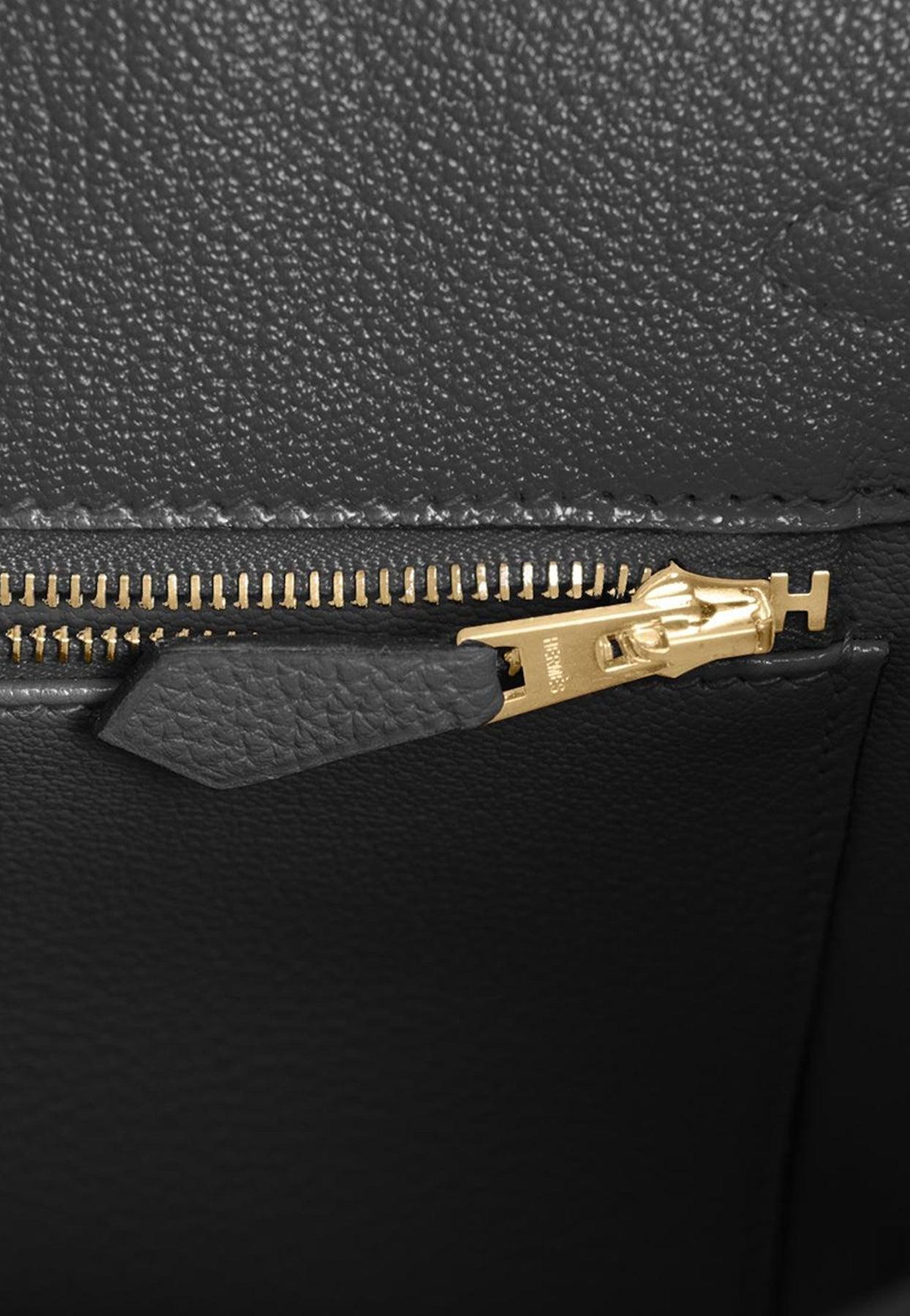 Hermès Birkin 25 Top Handle Bag In Black Togo With Rose Gold Hardware