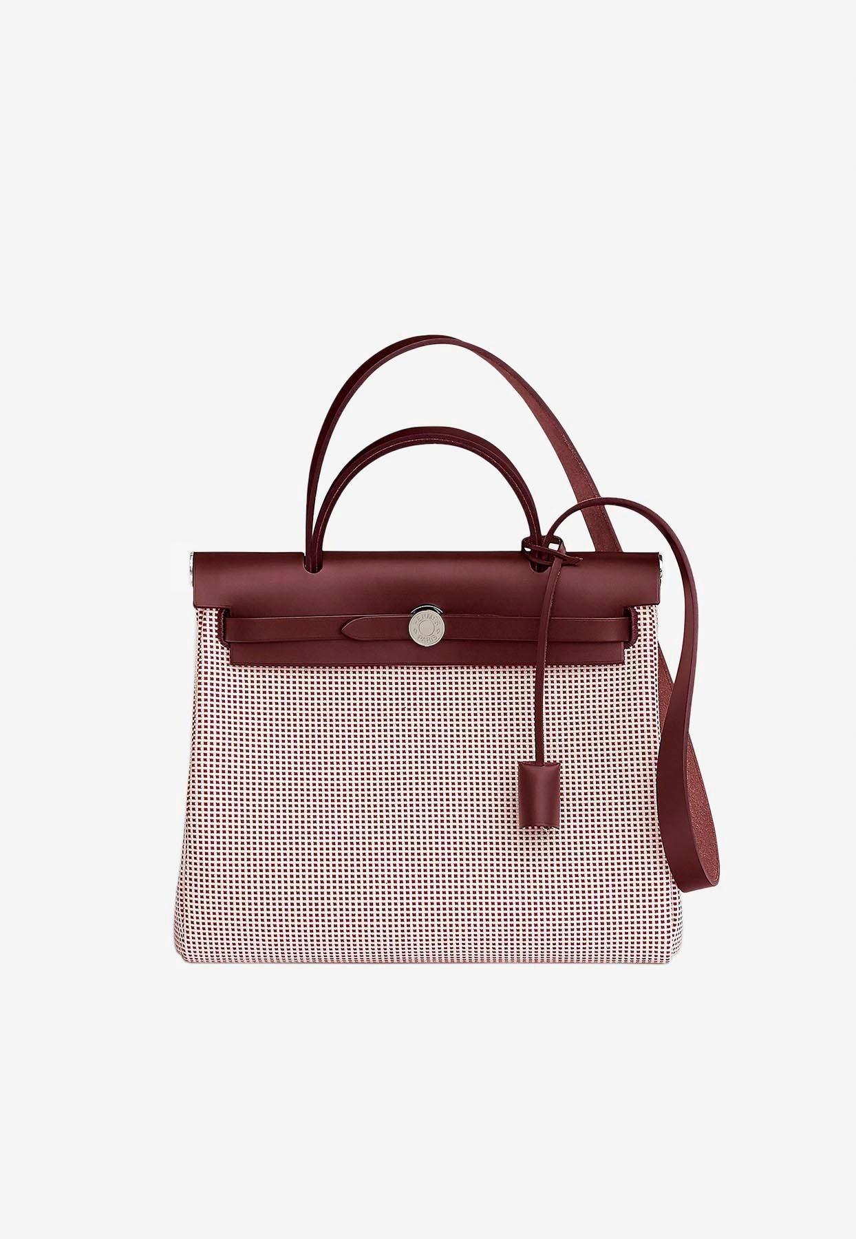 Hermes Herbag 31 in Rouge H Toile and Vache Hunter Leather with
