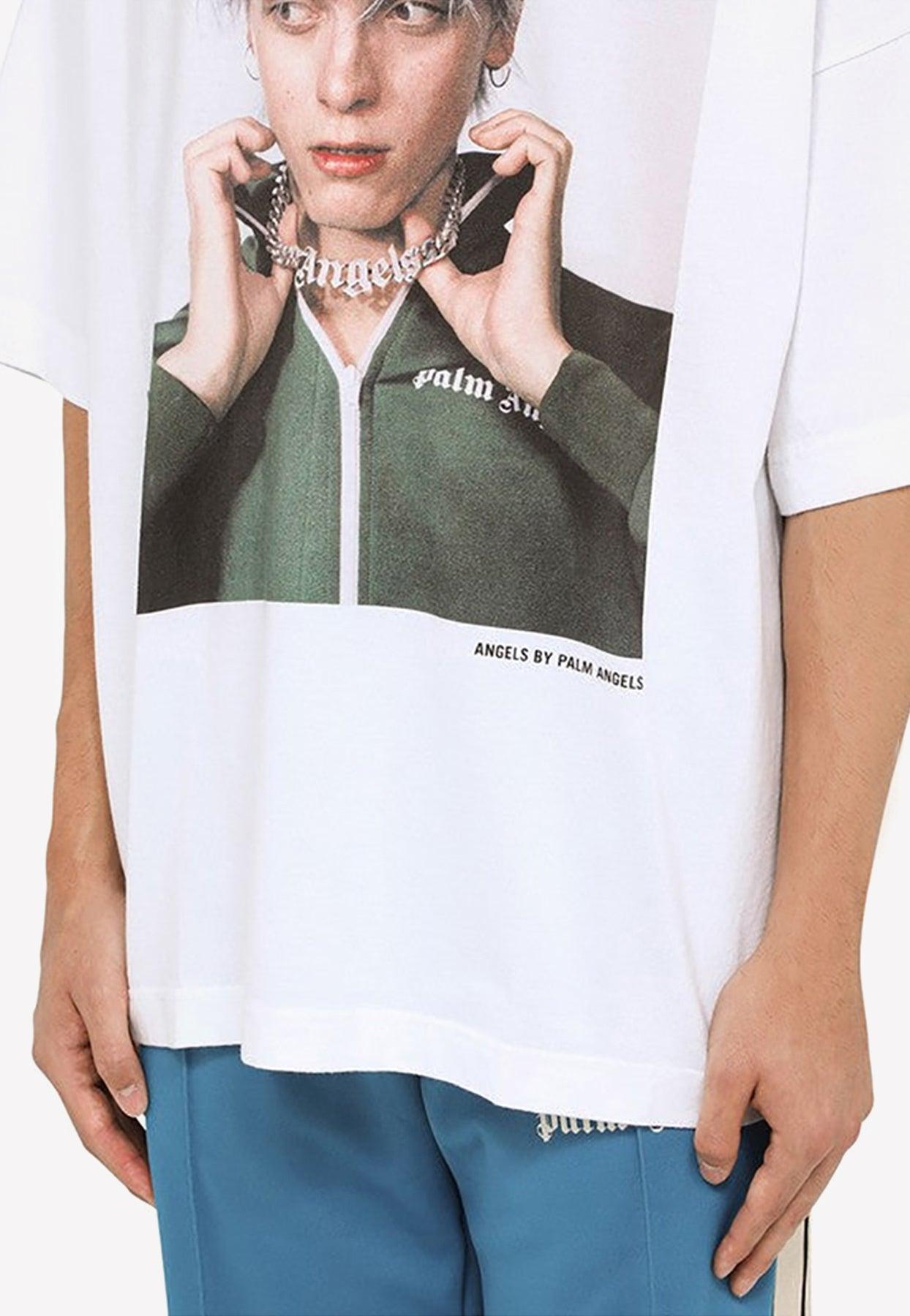 Palm Angels White T Shirt With David Sims Print for Men | Lyst