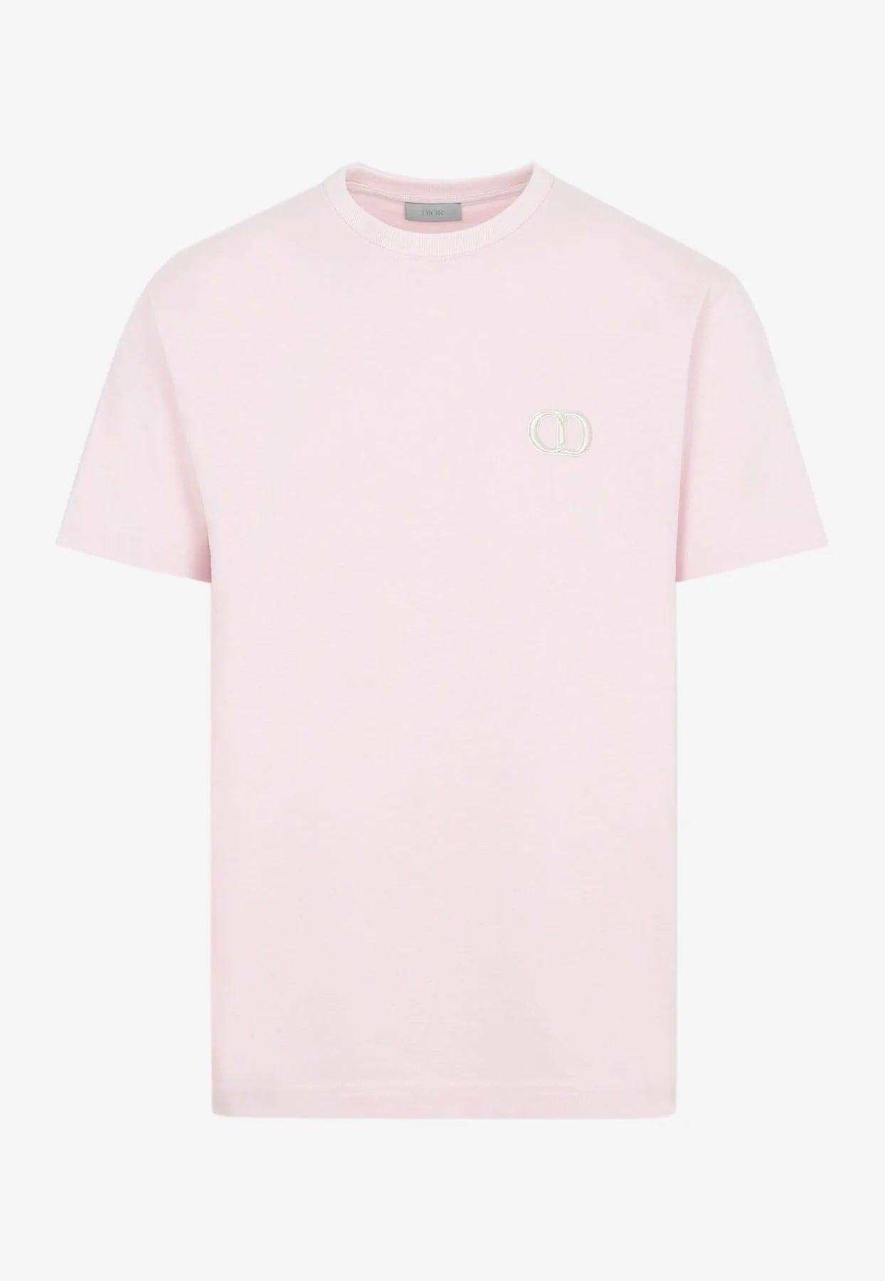Dior Cd Embroidered Crewneck T-shirt in Pink for Men | Lyst