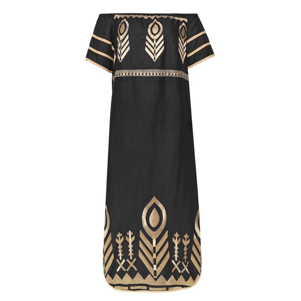 dresses that are loose on top and tight on bottom Janise Riad Print Halter Dress in Light Crinkle Gauze fbrq.com