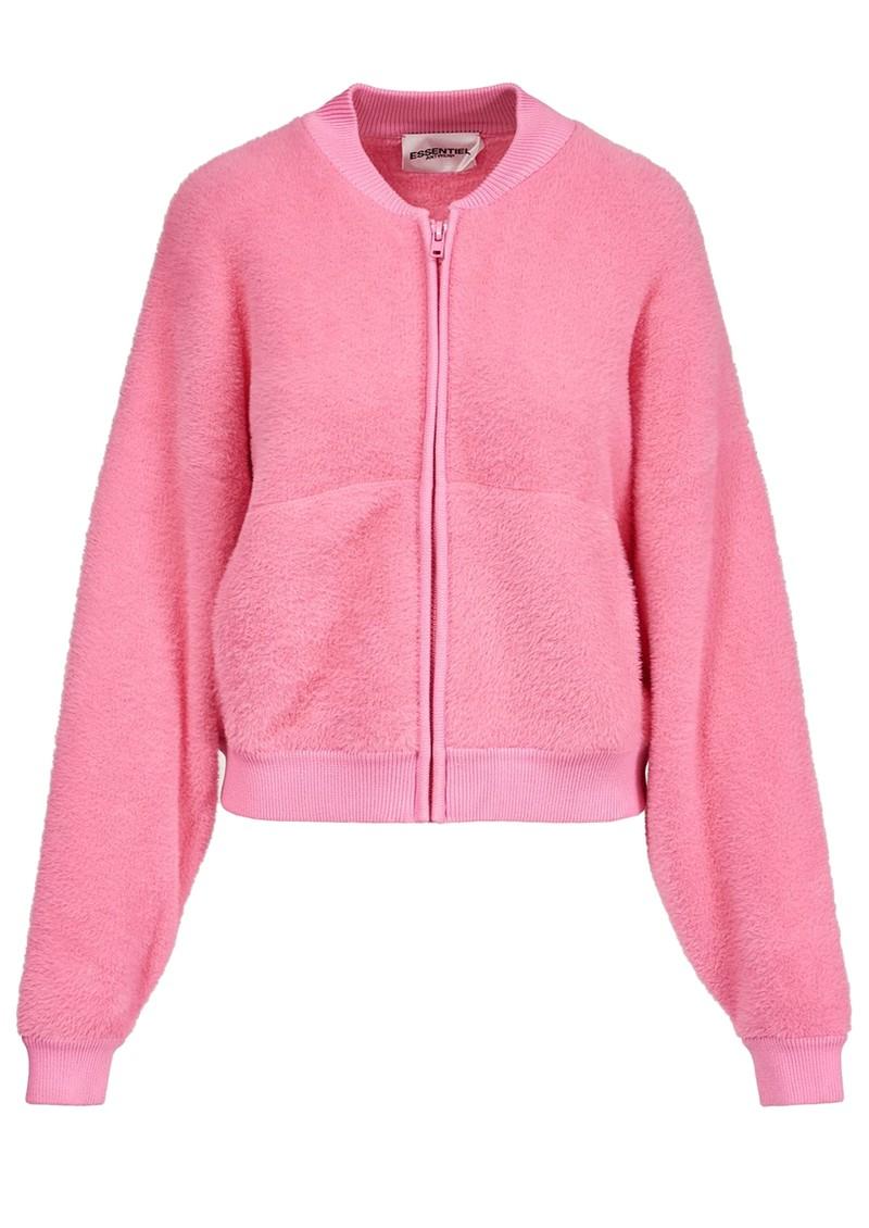 Essentiel Antwerp Dreamy Fuzzy Knitted Bomber Jacket in Pink Lyst