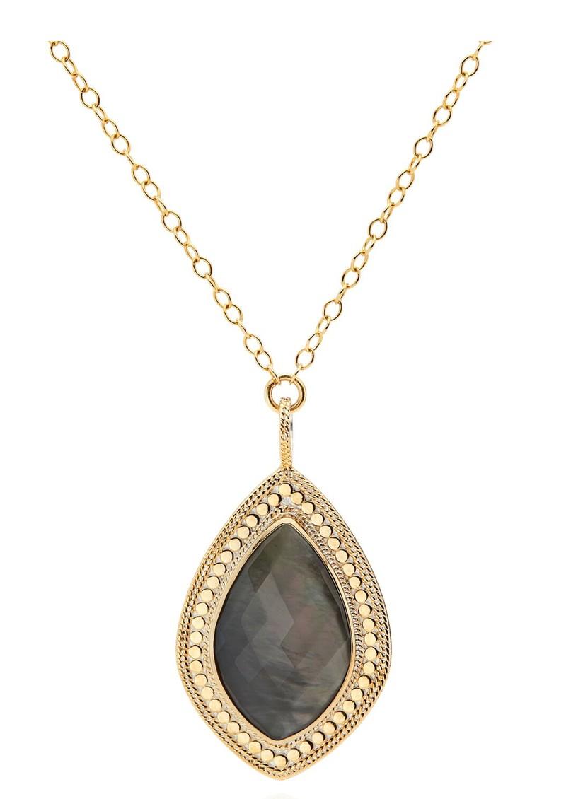 Anna Beck Dreamy Dusk Grey Quartz Pendant Necklace in Gold ...