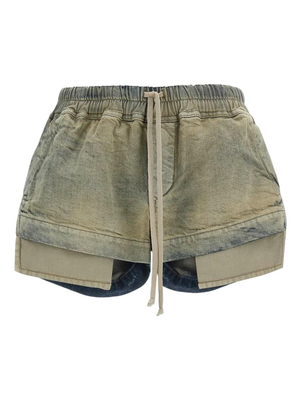 Rick Owens Fw25 Concordians Fog Denim Boxer Shorts in Green | Lyst