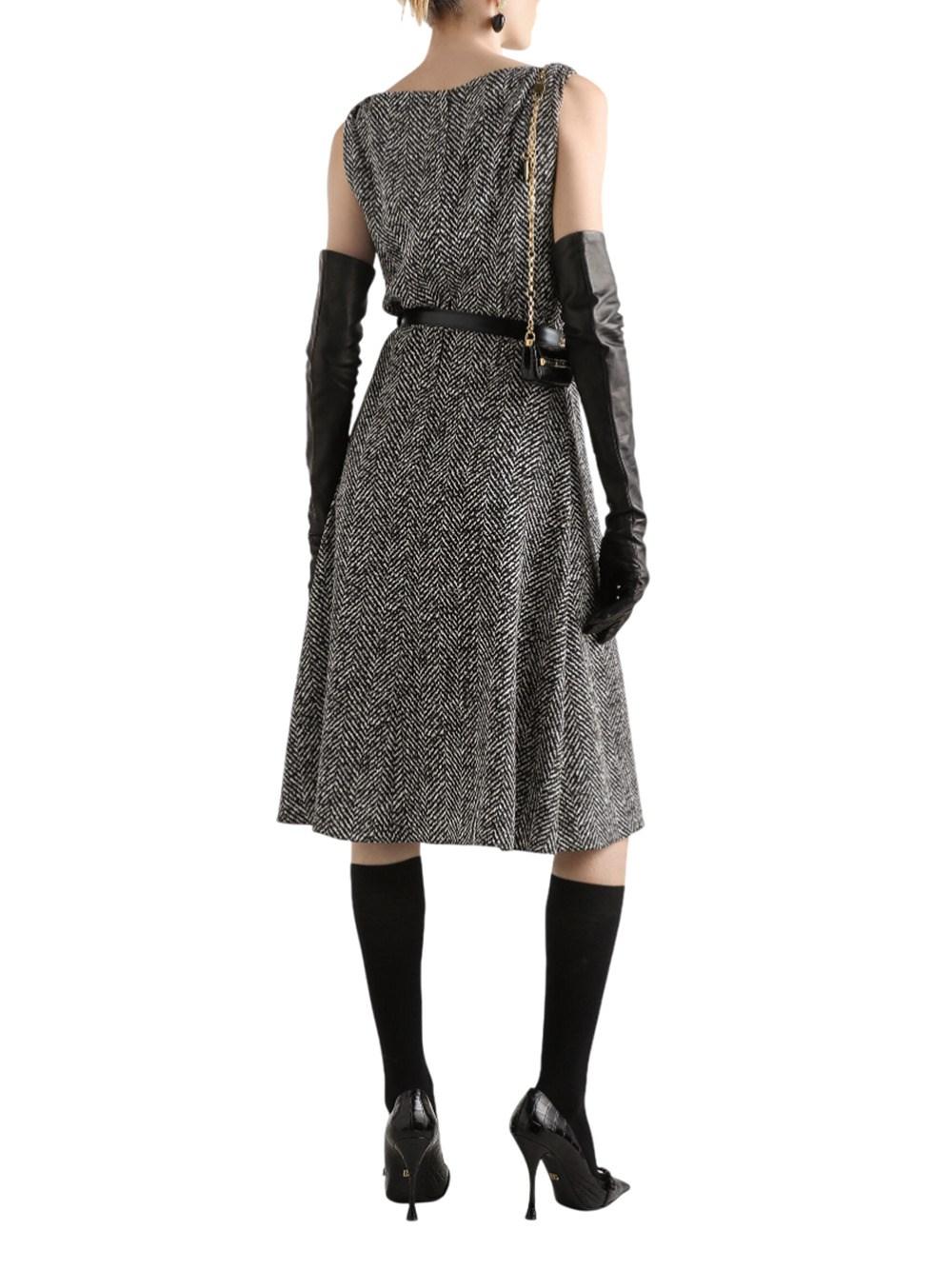 Dolce & Gabbana GREY SLEEVELESS TWEED DRESS ツイード ドレス Dolce & Gabbana Tweed Dresses for Women | Lyst