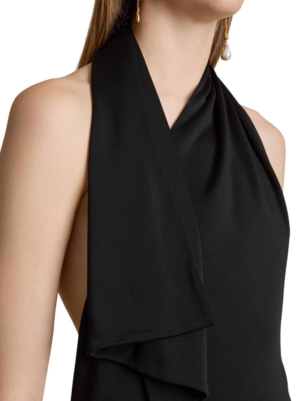 KHAITE Elegant Mini Dress With Integrated Scarf in Black | Lyst