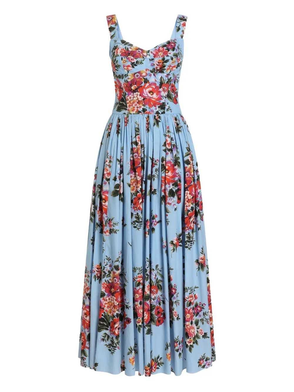 knee length dresses for ladies Dolce & Gabbana Elegant Floral Green Midi Silk Dress IT42|M