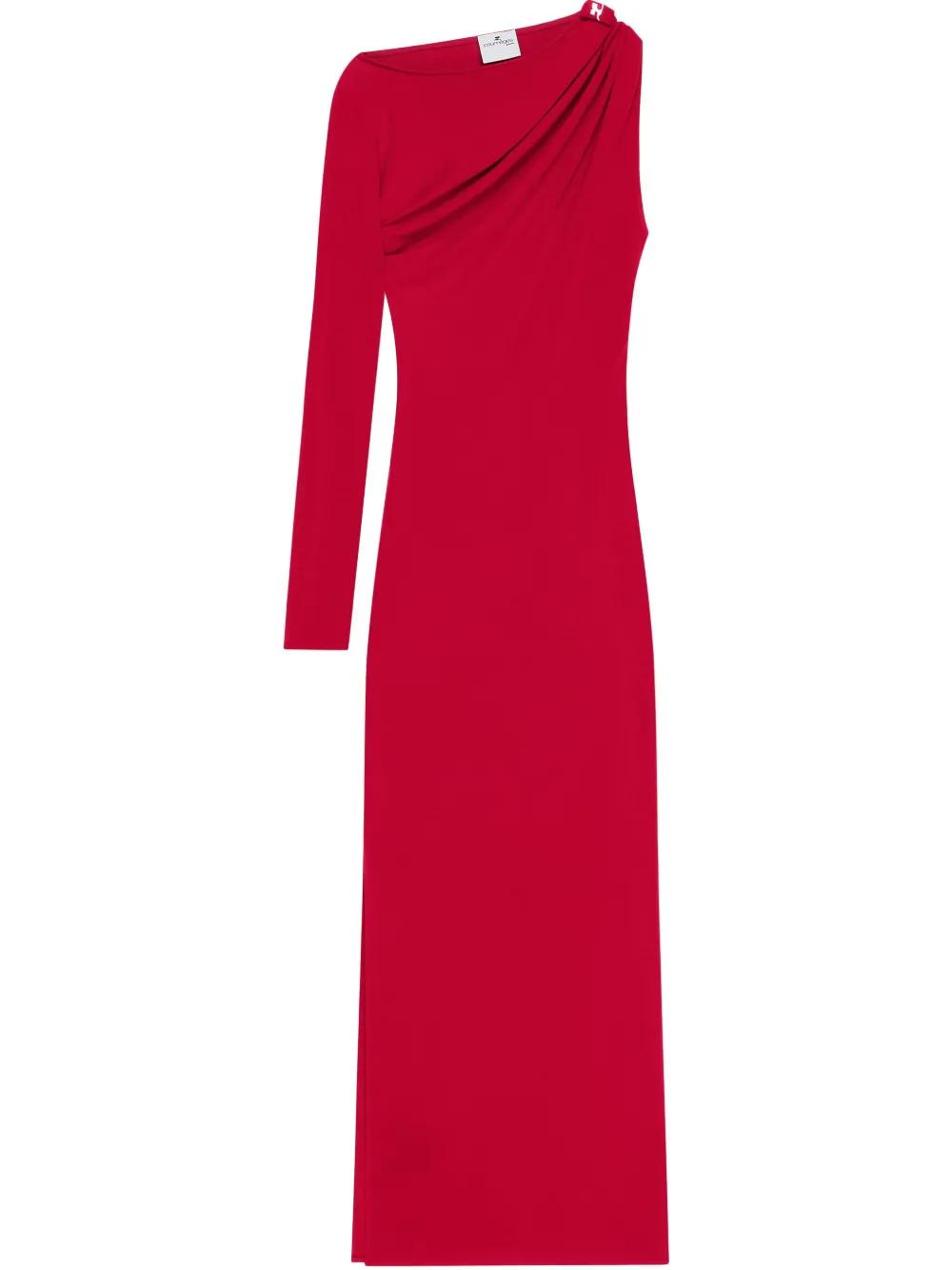 courreges asymmetric dress COURRÈGES One-shoulder maxi Dress BLACK main image 0